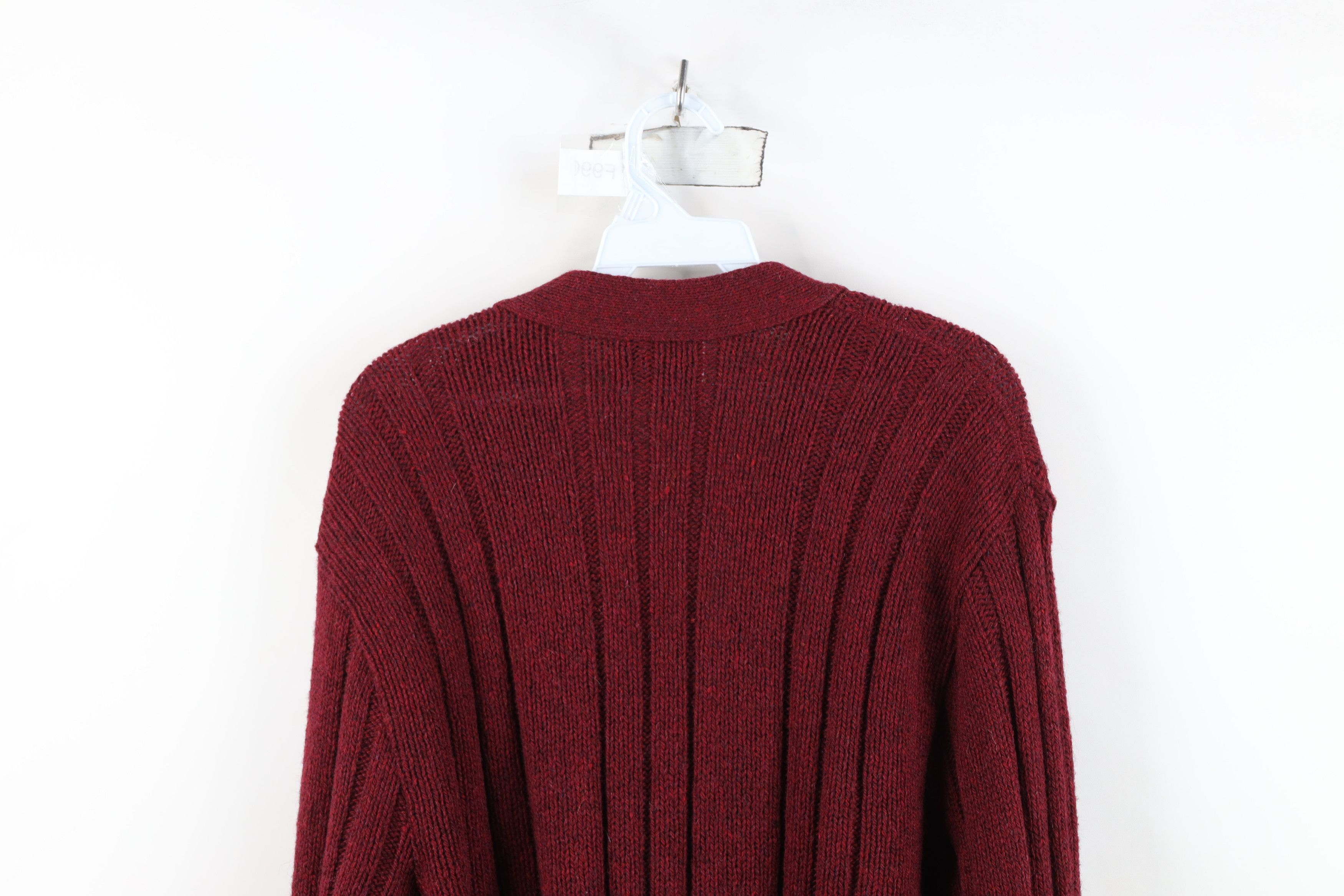 Vintage Vintage 60s Streetwear Ribbed Knit Cardigan Sweater Red USA Size US L / EU 52-54 / 3 - 11 Thumbnail