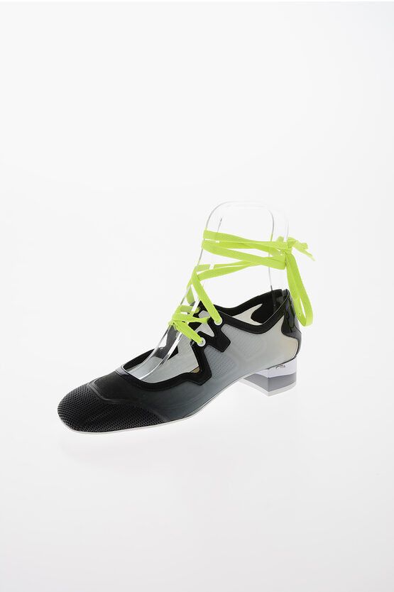 image of Dior Lace-Up Detail D-Mension Mary Jane Ballet Flats 4Cm in Black, Women's (Size 8)