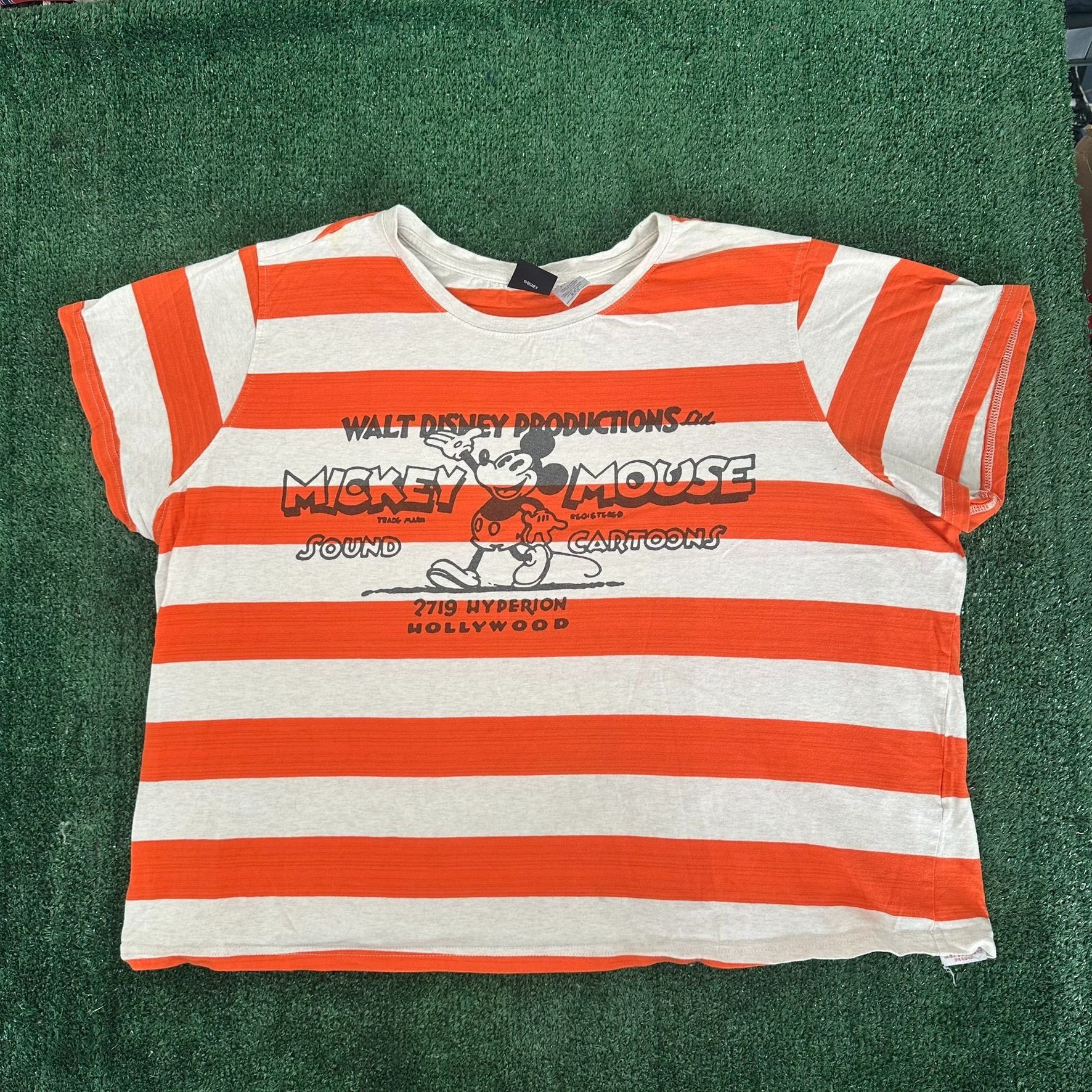 Disney Mickey Mouse Retro Striped T-Shirt Disney 100 Boxy Tee Size US L / EU 52-54 / 3 - 1 Thumbnail