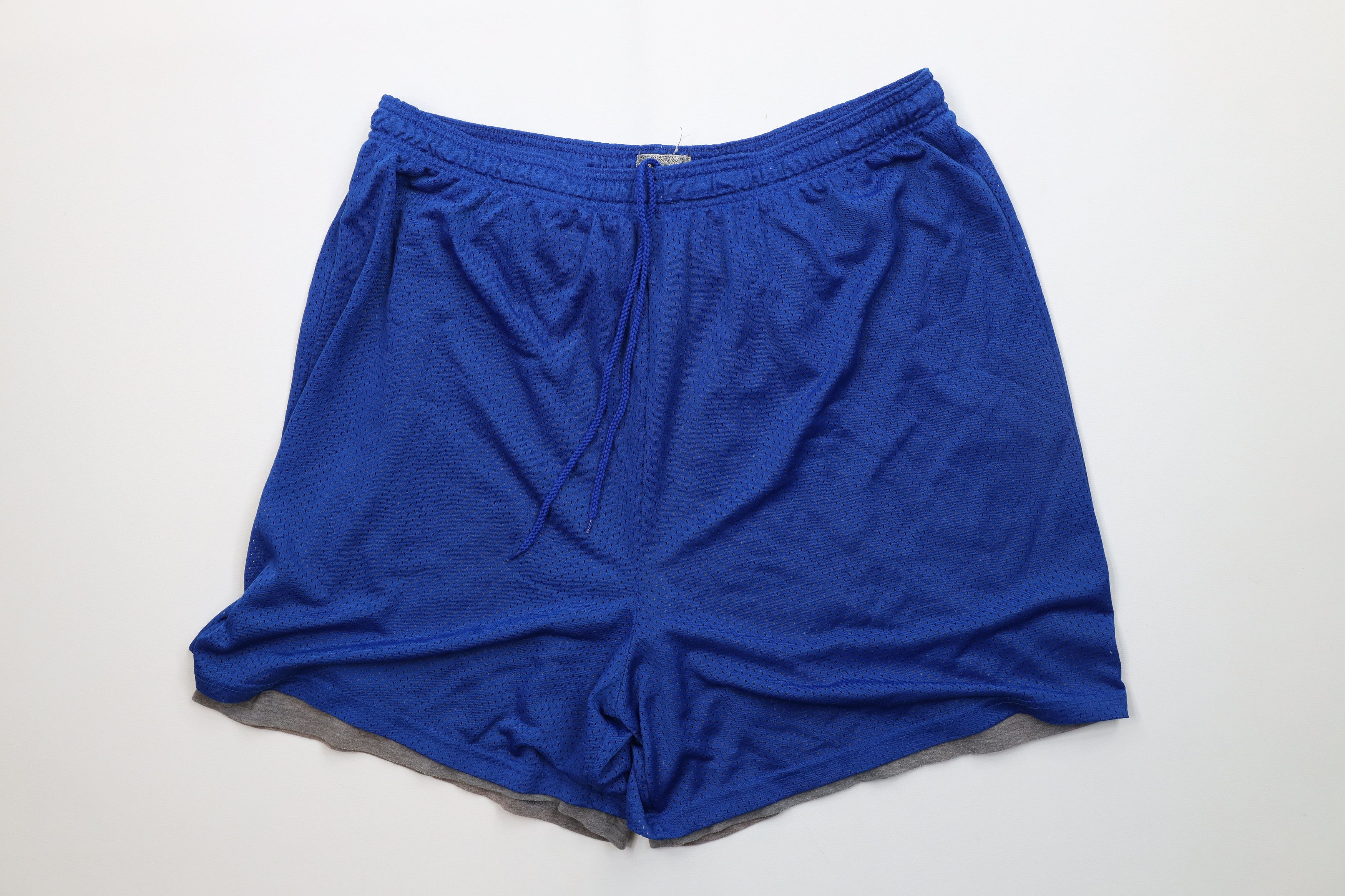 Vintage Vintage 90s Y2K Streetwear Lined Mesh Shorts Royal Blue Size US 36 / EU 52 - 1 Thumbnail