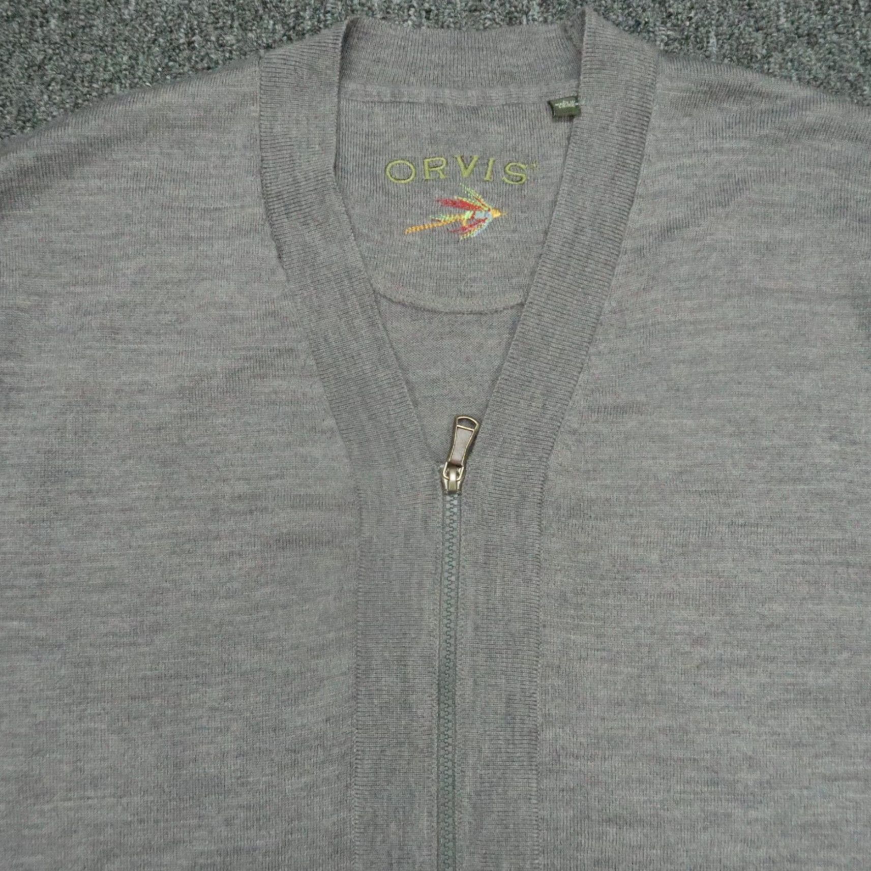 Orvis Orvis Mens Large Gray Merino Wool Full Zip V Neck Cardigan Pockets Sweater Size US L / EU 52-54 / 3 - 2 Thumbnail