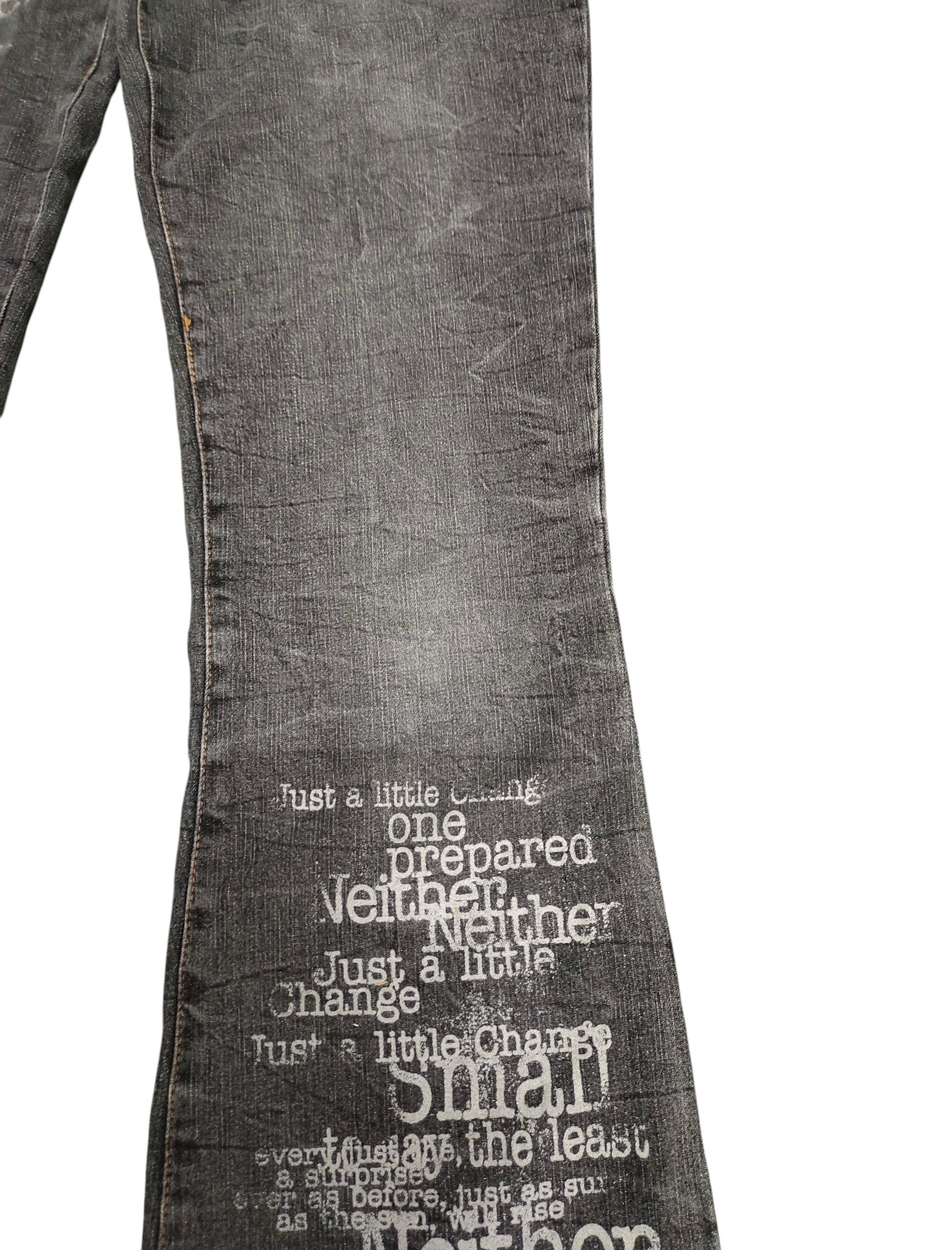 Hysteric Glamour Flare Jeans Japanese Brand Poem Printed Denim Bootcut Y2k Size US 30 / EU 46 - 4 Thumbnail