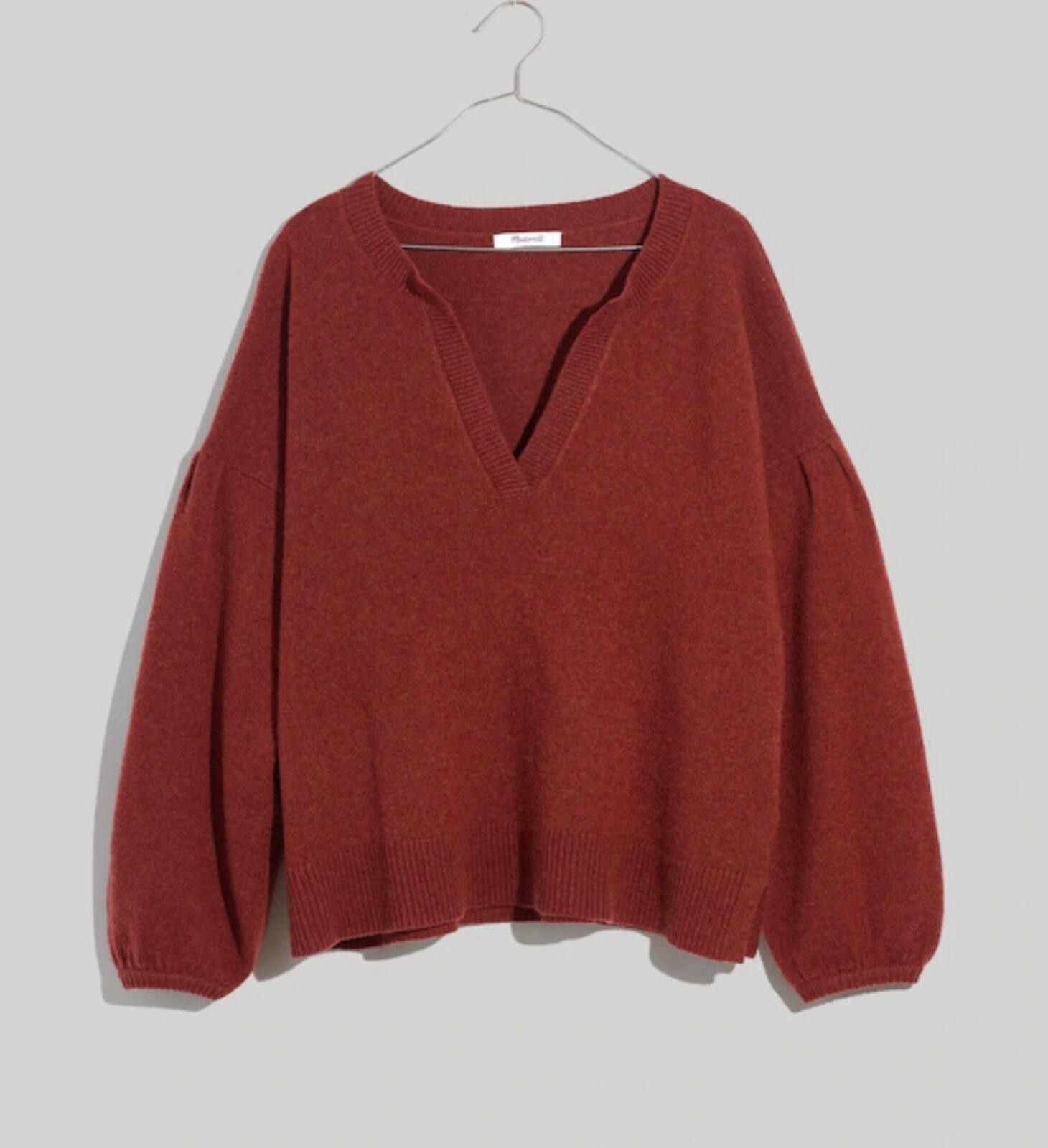 Madewell Madewell Wiltshire V-Neck Pullover Sweater rust red wool Size XS / US 0-2 / IT 36-38 - 1 Thumbnail