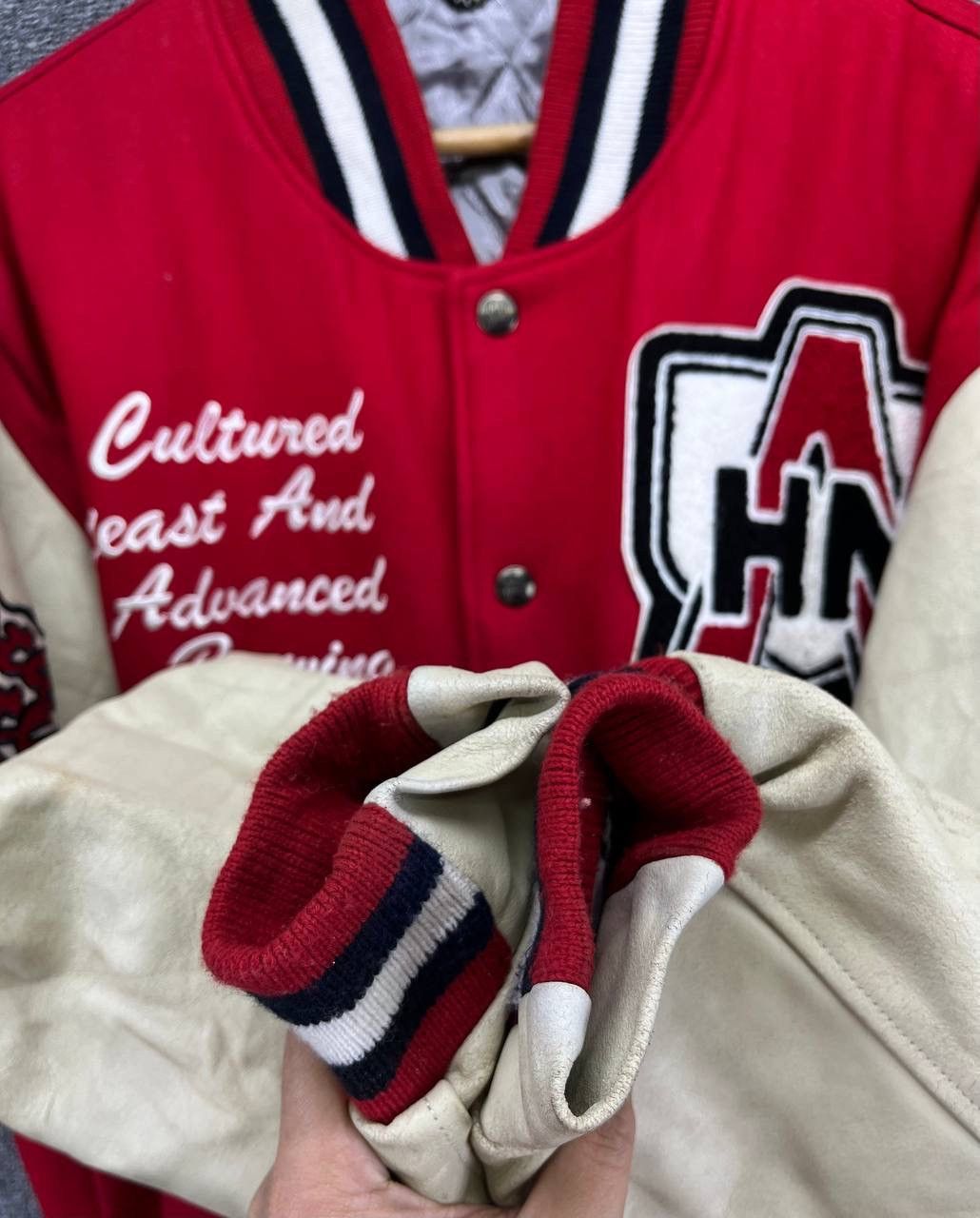 Japanese Brand Vintage Asahi Honnama Rare Wool Varsity Leather Jacket Size US M / EU 48-50 / 2 - 11 Thumbnail