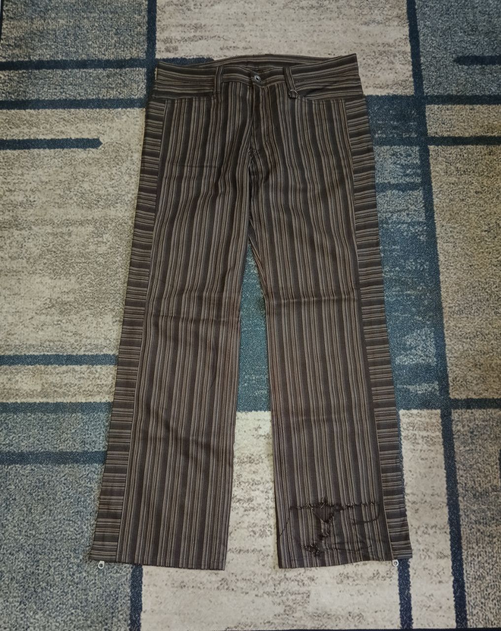 Nicole Club SiCK FLARE ZIPPER NICOLE STRIPE DENIM PANTS Size US 32 / EU 48 - 2 Thumbnail