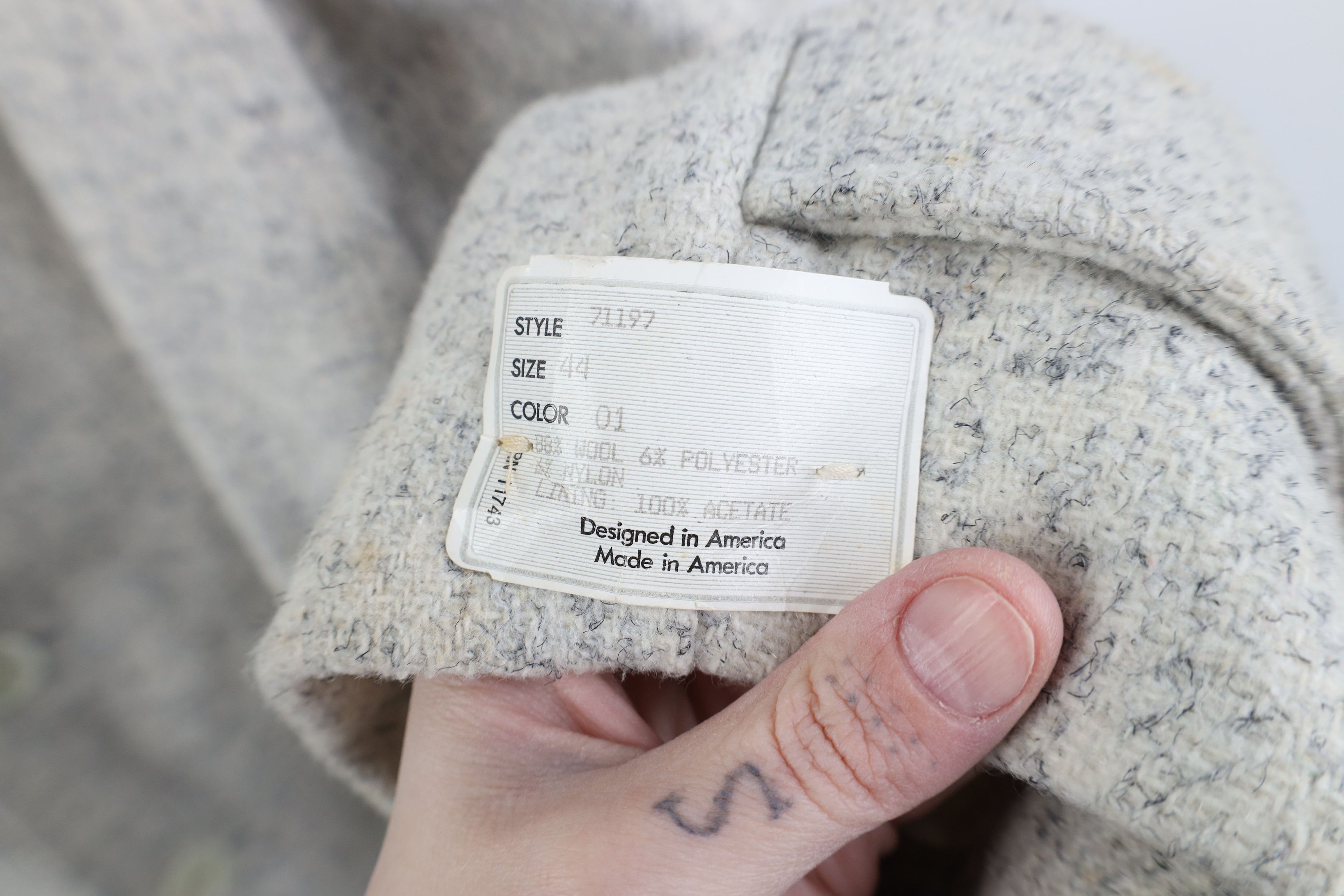 Vintage Deadstock Vintage 70s Wool Tweed Overcoat Jacket Gray USA Size US XXL / EU 58 / 5 - 5 Thumbnail