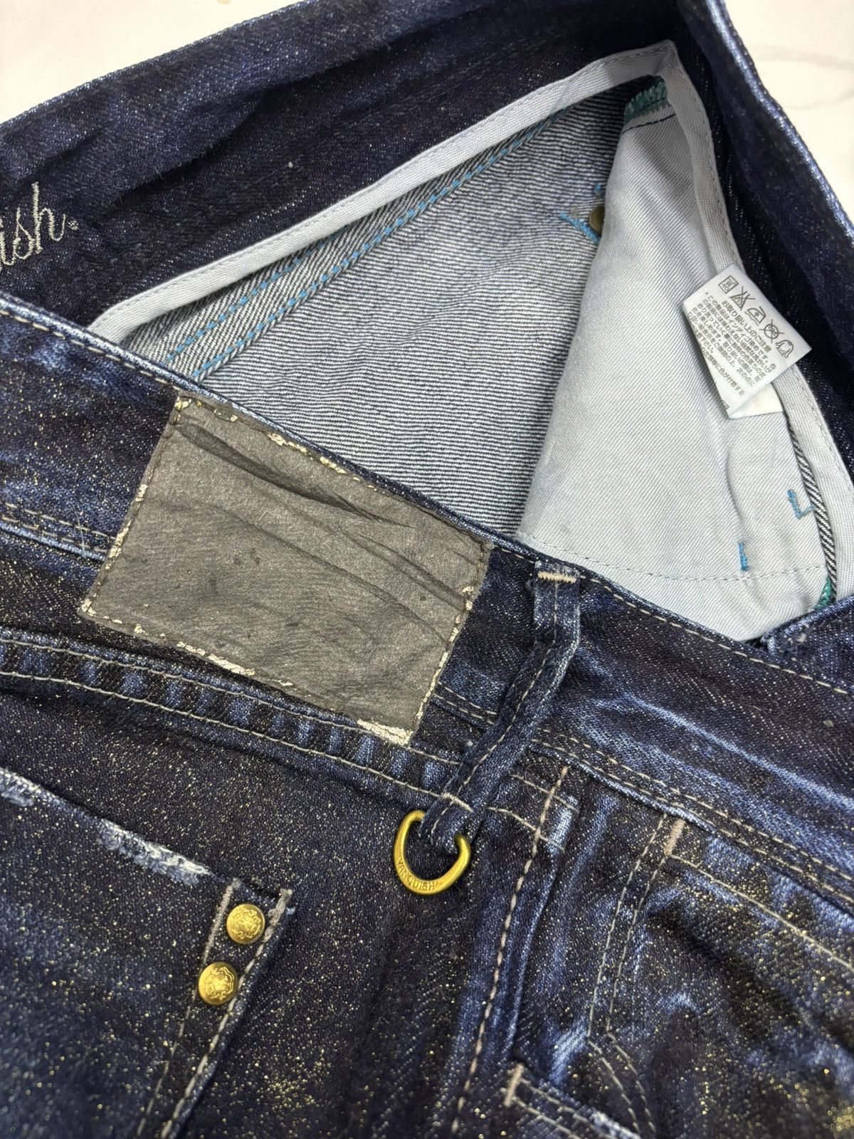 GOSTAR DE FUGA × Hysteric Glamour × If Six Was Nine Vanquish Flared Denim Gold Speckle Detail Distressed Jeans Size US 30 / EU 46 - 12 Thumbnail