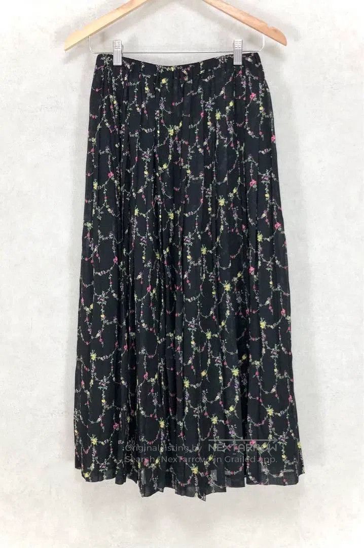 Junya Watanabe Junya Watanabe size S Floral Pleated Long Skirt Black Size 25" / US 0 / IT 36 - 2 Thumbnail