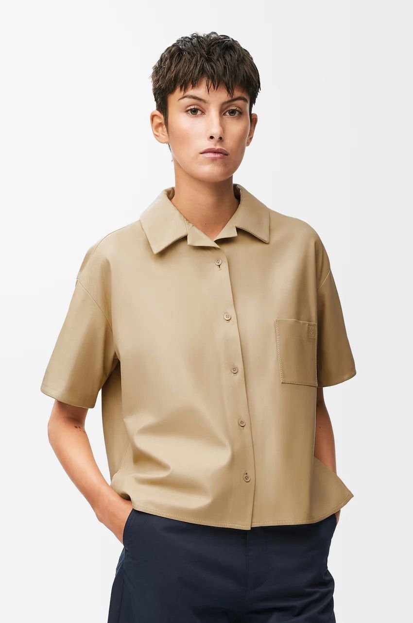 Loewe o1loc1c0525 Short Sleeve Shirt in Beige Size M / US 6-8 / IT 42-44 - 3 Thumbnail