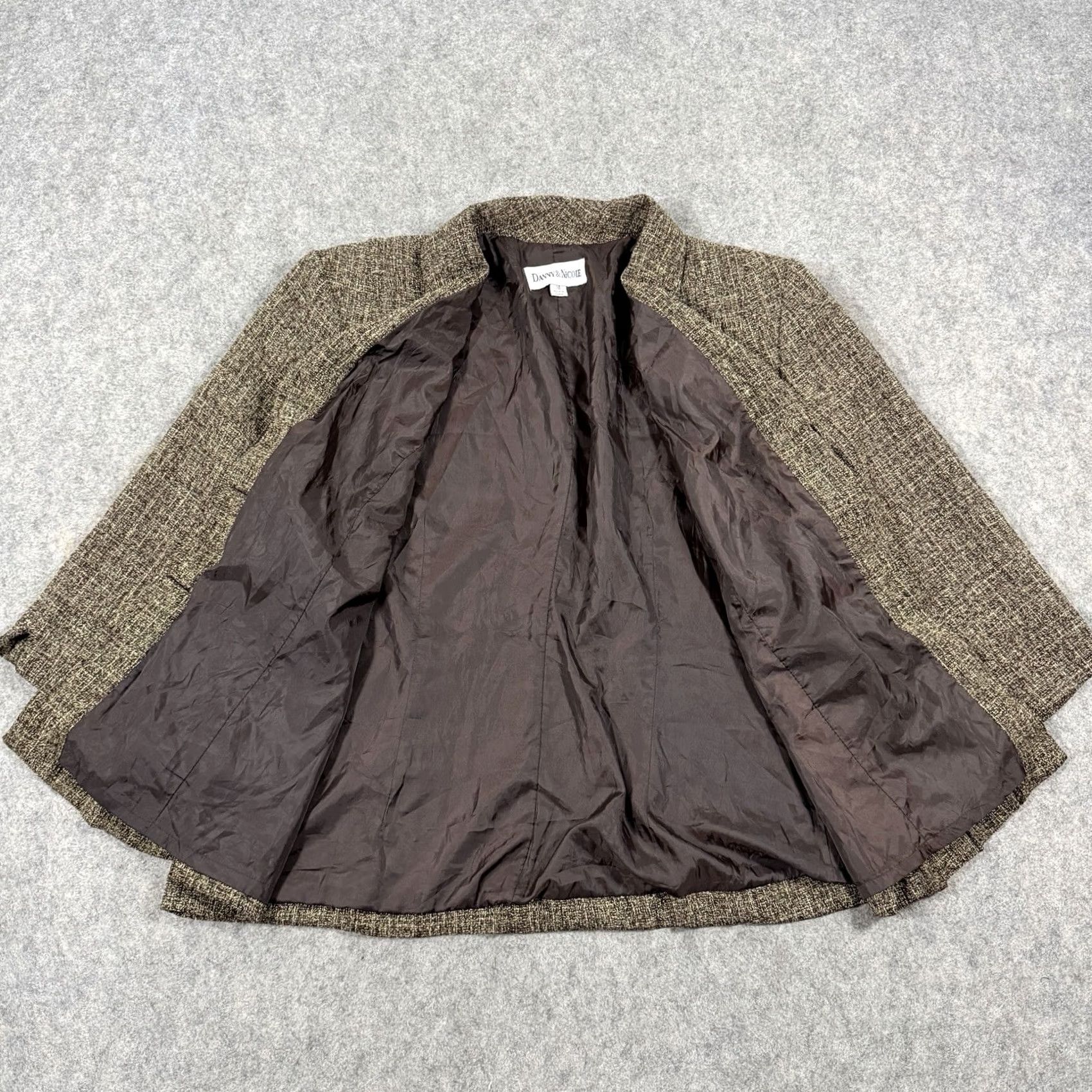 Vintage Danny & Nicole Tweed Blazer Jacket Women's Size 18 Brown Lined Career Fit Pleats Size XXL / US 16-18 / IT 52-54 - 5 Thumbnail