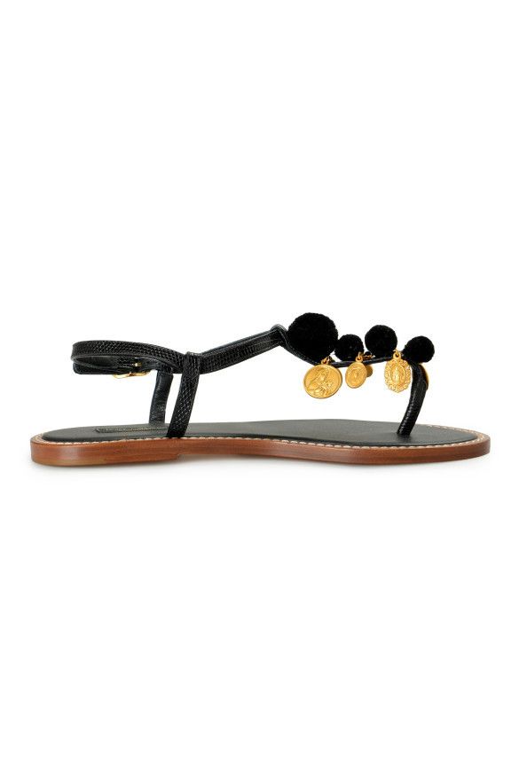 Dolce & Gabbana o1y0925 Ankle Strap Thong Sandals in Black Size US 5.5 / IT 35.5 - 1 Thumbnail