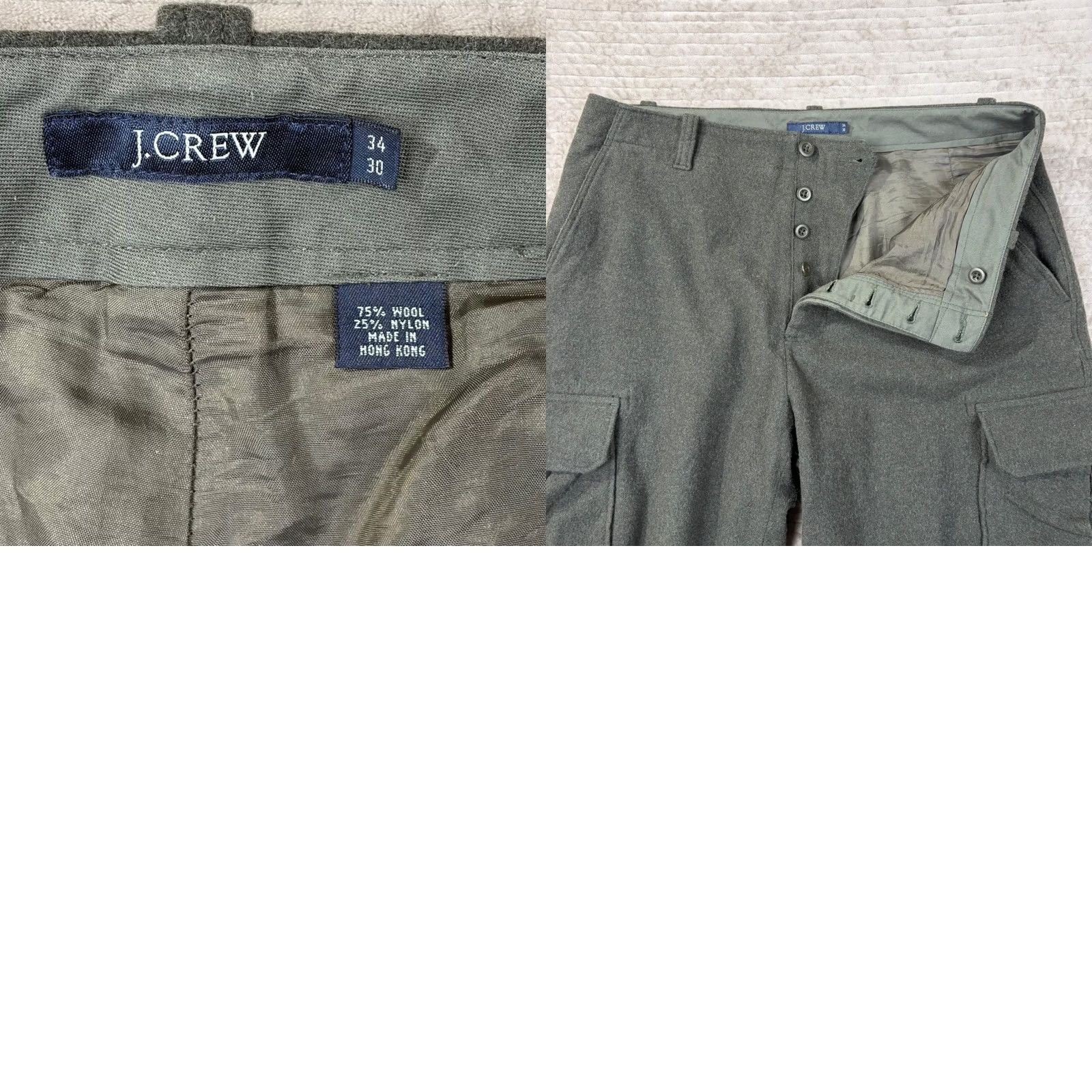 J.Crew J.Crew Mens Wool Blend Cargo Pants 34x30 Charcoal Grey Straight Leg Trousers Size US 34 / EU 50 - 8 Thumbnail
