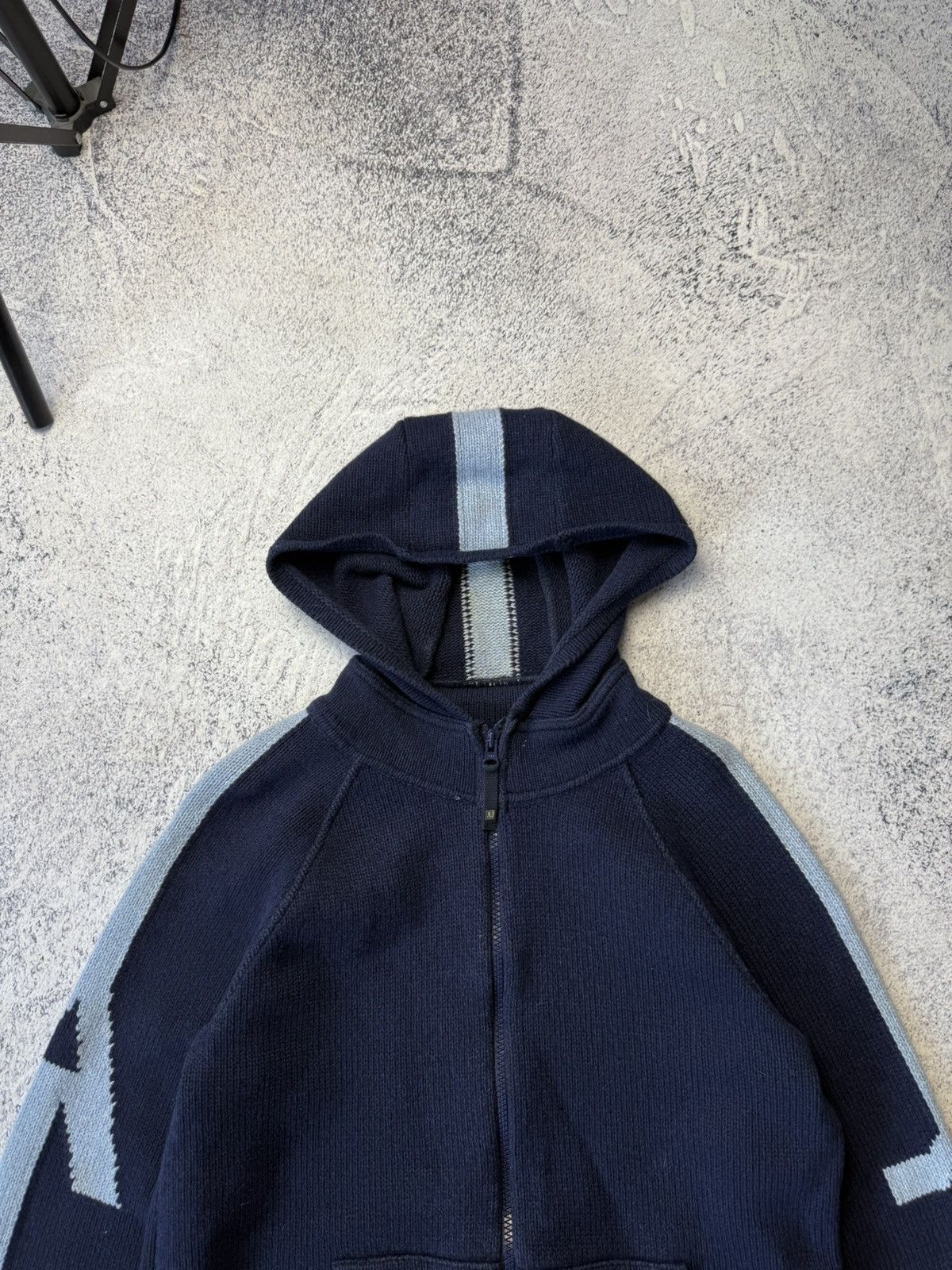 Armani Vintage Armani Jeans Knitwear Hoodie Y2K big Logo Size US L / EU 52-54 / 3 - 2 Thumbnail