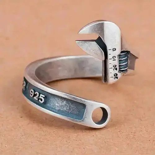 Vintage Retro Wrench Opening Free Size Adjustable Metal Ring Size ONE SIZE - 2 Thumbnail