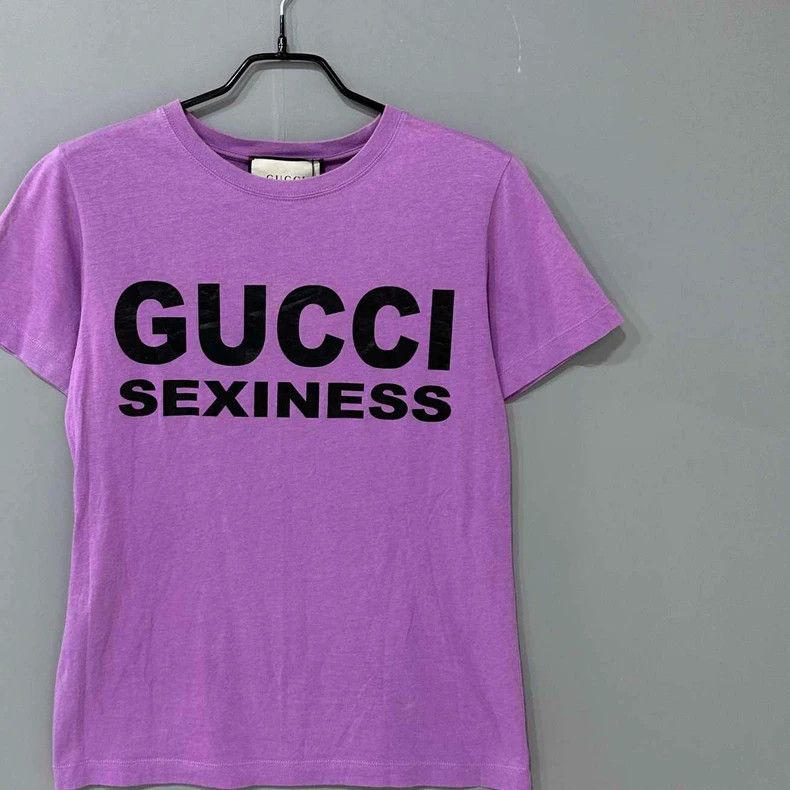 Gucci Gucci Pink purple letter logo short sleeves Size S / US 4 / IT 40 - 2 Thumbnail