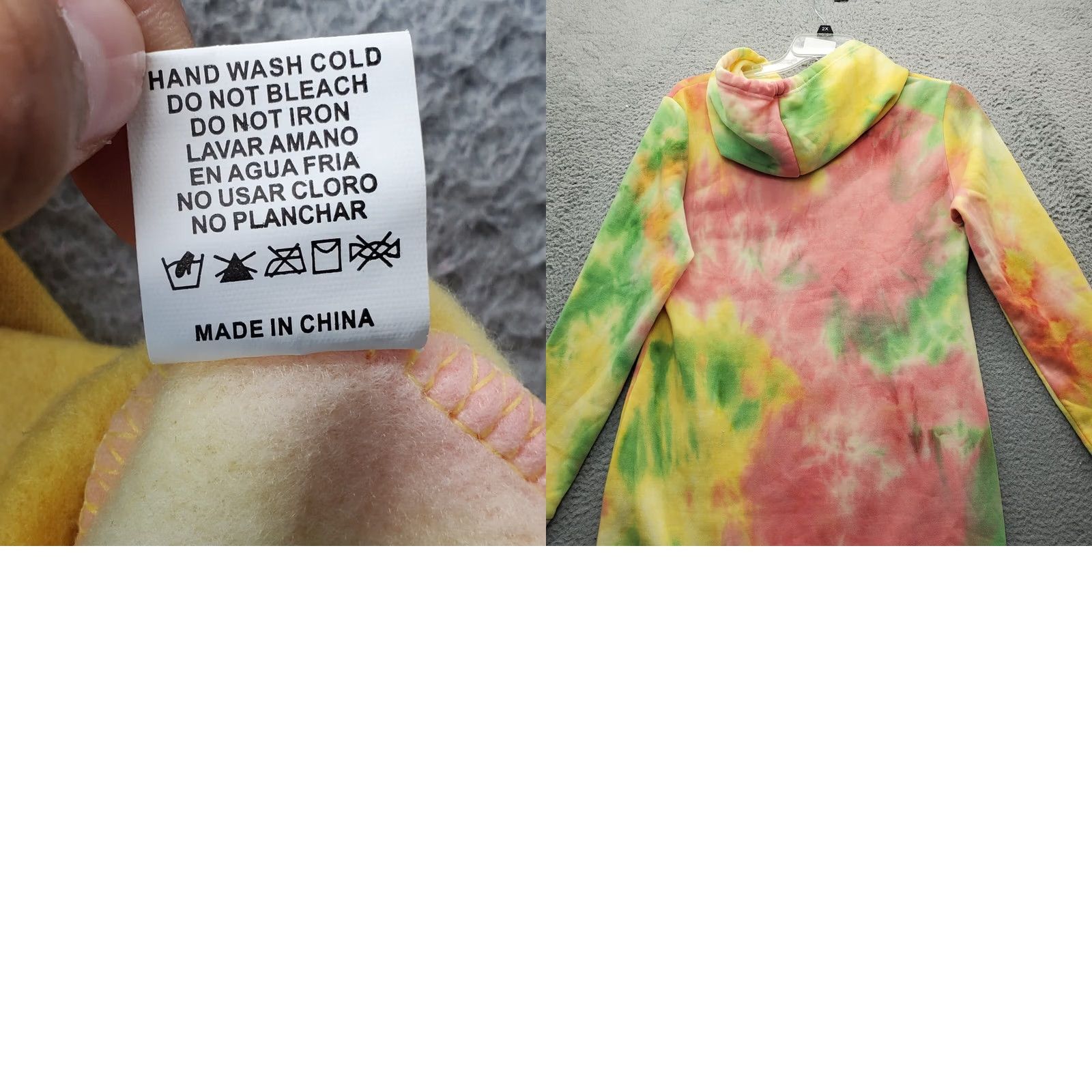 Vintage Bamboo Hoodie Womens L Multi Tie Dye Fleece Lined Hooded Pullover Casual Wear Men/Women Size L / US 10 / IT 46 - 8 Thumbnail