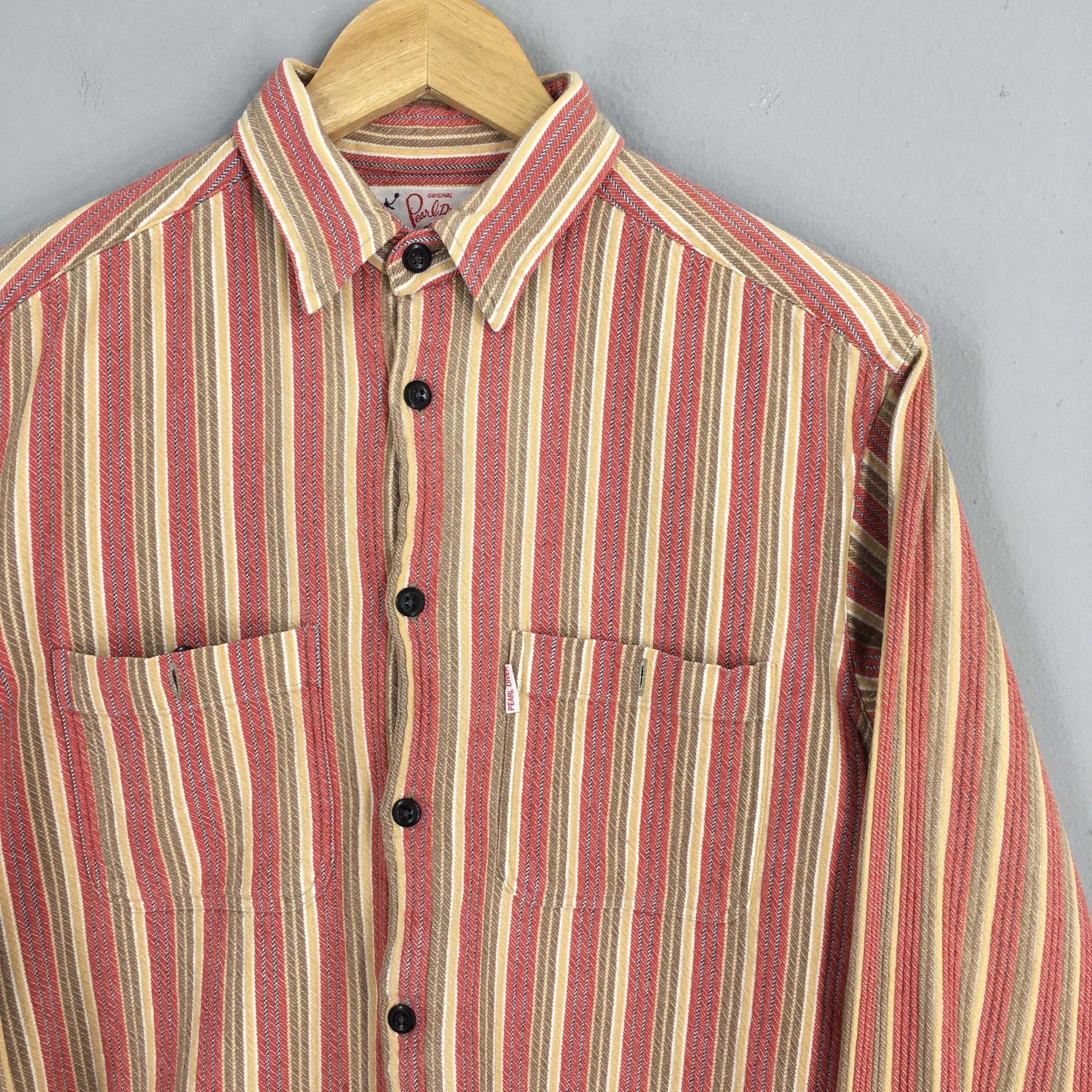 Flannel × Vintage Vintage 80s Pear Diver Vertical Stripes Flannel Shirt Medium Size US M / EU 48-50 / 2 - 2 Thumbnail
