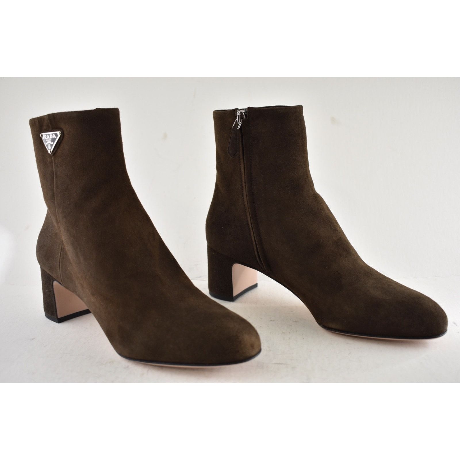 Prada Prada 55MM Moro Chocolate Brown Suede Logo Short Ankle Size US 7.5 / IT 37.5 - 4 Thumbnail