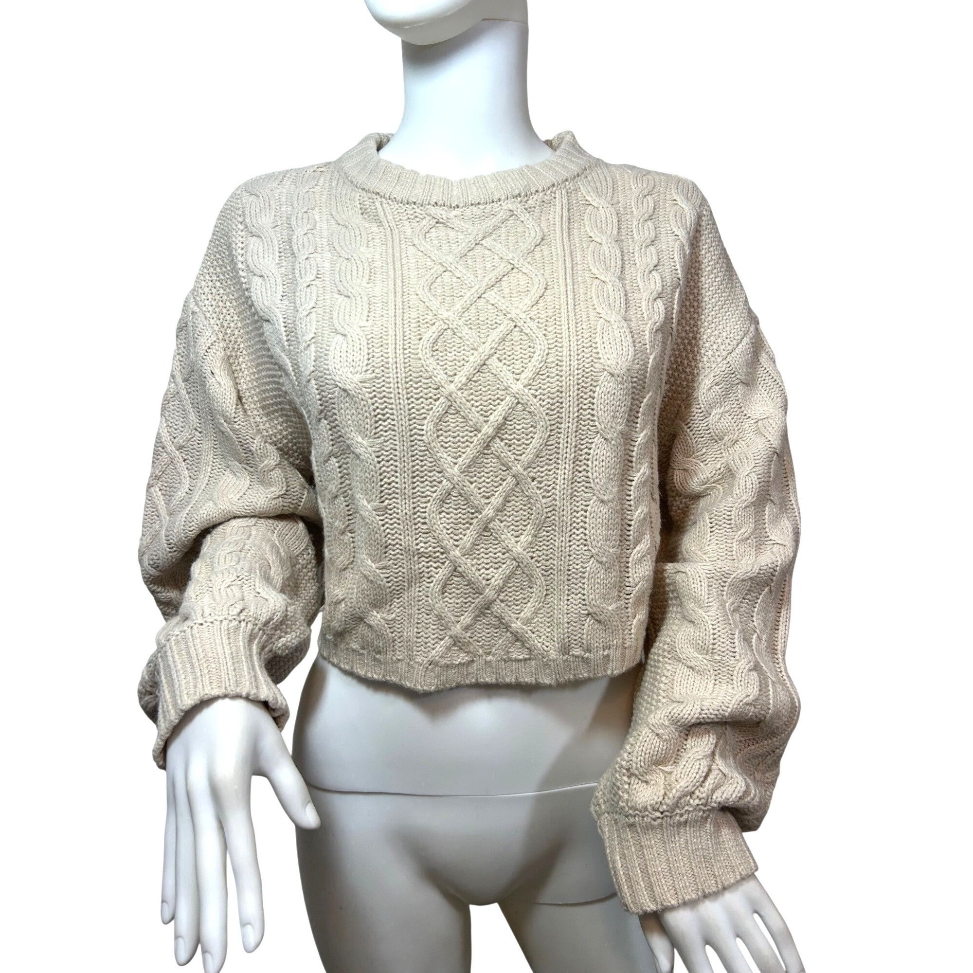 H&M H&M Divided Women’s Tan Sweater M Chunky Cable Knit Cropped Size M / US 6-8 / IT 42-44 - 1 Thumbnail