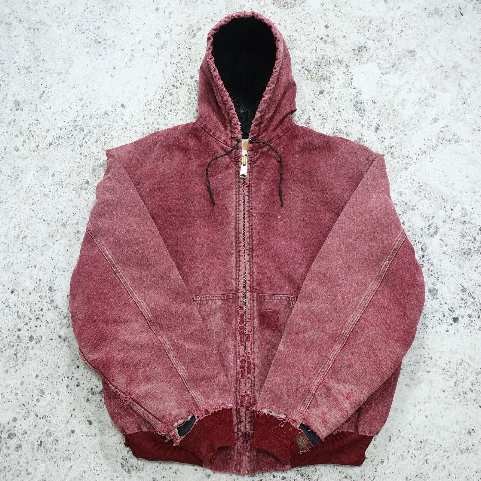 THRASHED Vintage Carhartt J68 CRI Crimson Faded Red Jacket