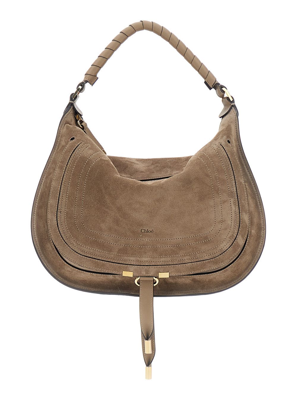 Chloe 'Marcie Medium' Brown Shoulder Bag with Lettering Logo on Front in Suede Woman Size ONE SIZE - 1 Thumbnail