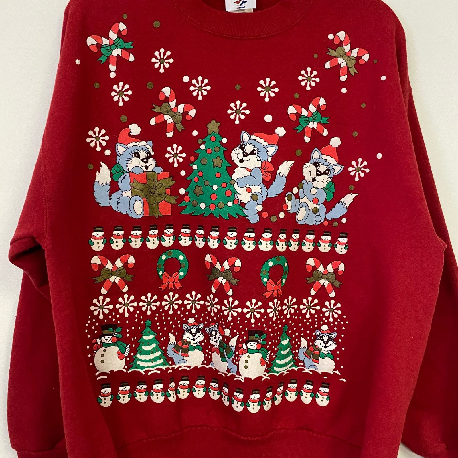 Vintage Vintage Jerzees Mens Size L Cat Cute Puff Paint Xmas Sweater Size L / US 10 / IT 46 - 3 Thumbnail