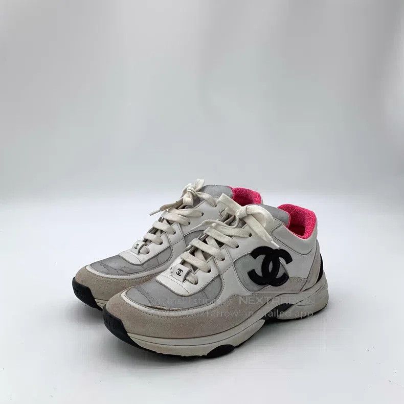 Chanel Chanel Gray logo lasing casual flat sneakers Size US 6.5 / IT 36.5 - 1 Thumbnail