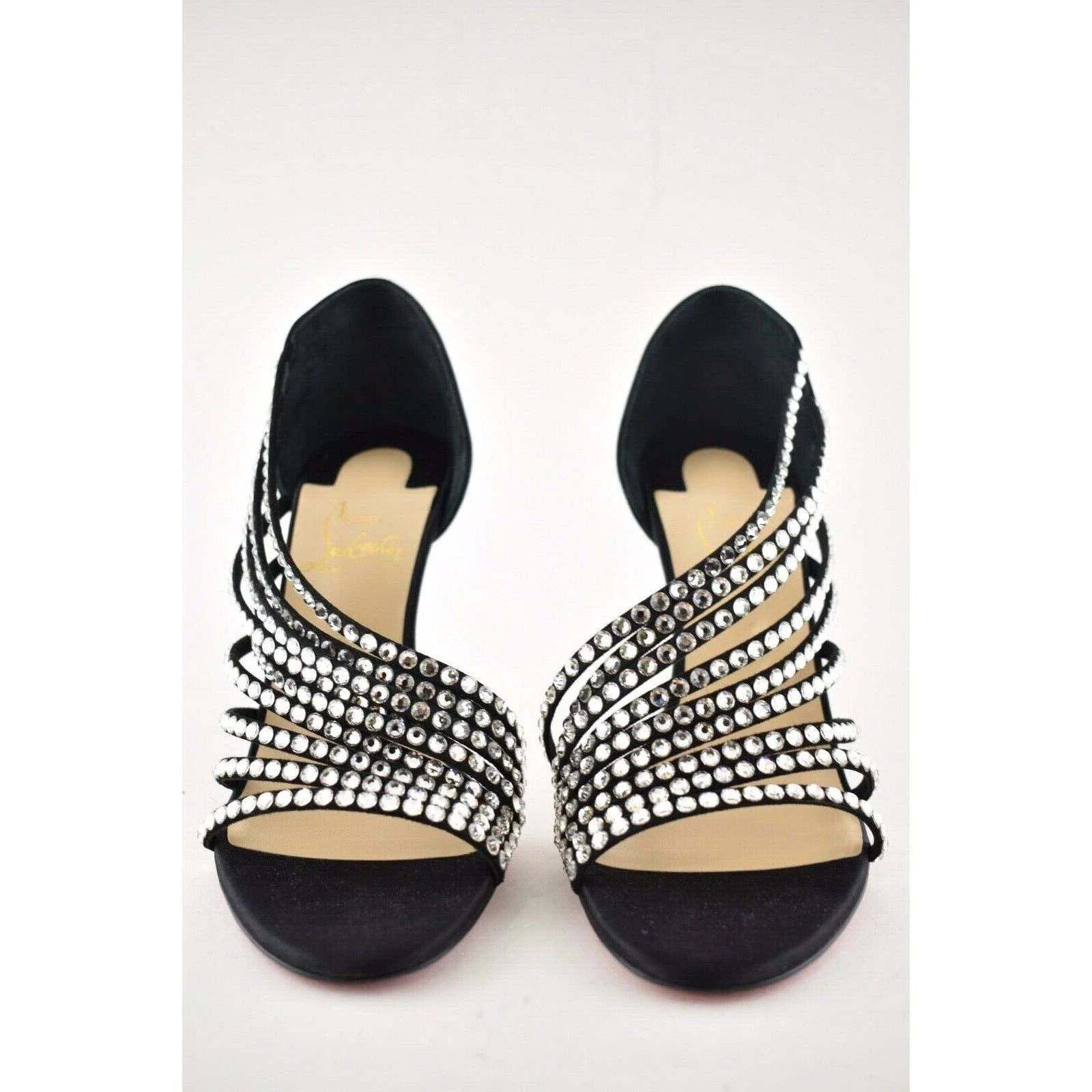 Christian Louboutin Norina Strass 100 Black Crystal Strap Sandal Heel Pump 36.5 Size US 6.5 / IT 36.5 - 5 Thumbnail