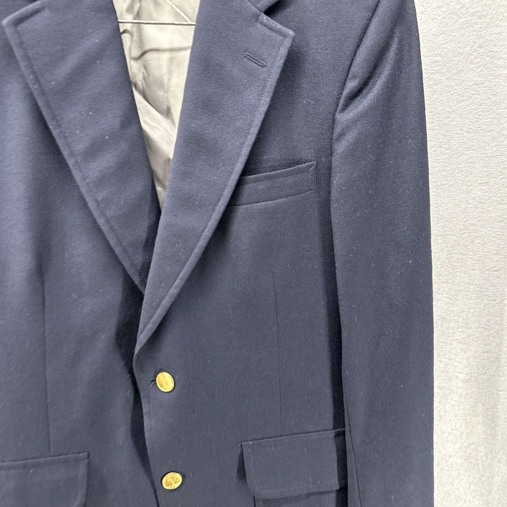 Lands' End VINTAGE Lands' End Wool Blazer Mens M Blue Solid Preppy Single-Breasted Regular Fit Size 40R - 4 Thumbnail