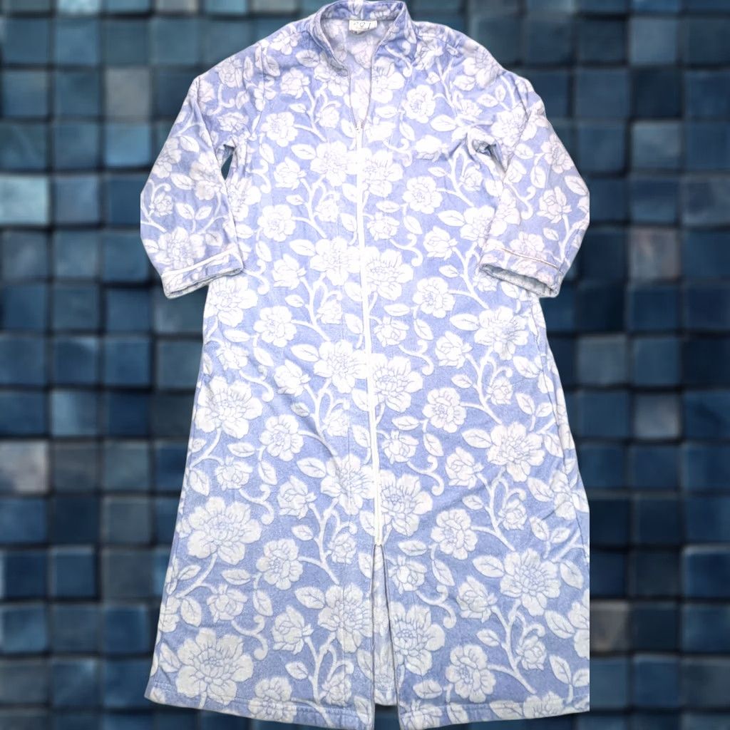 Charter Club Charter Club Robe Women L Blue Floral Full Zip Fleece Kimono Christmas Holiday Pattern Size ONE SIZE - 1 Thumbnail