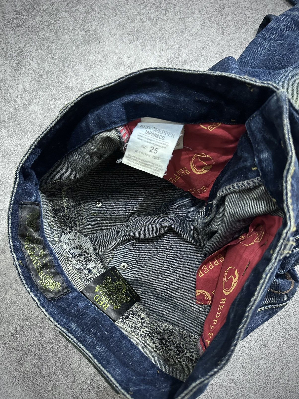 Japanese Brand Red Pepper Japan Embroidery Tiger Studed Skull Flared Jeans Size US 28 / EU 44 - 7 Thumbnail