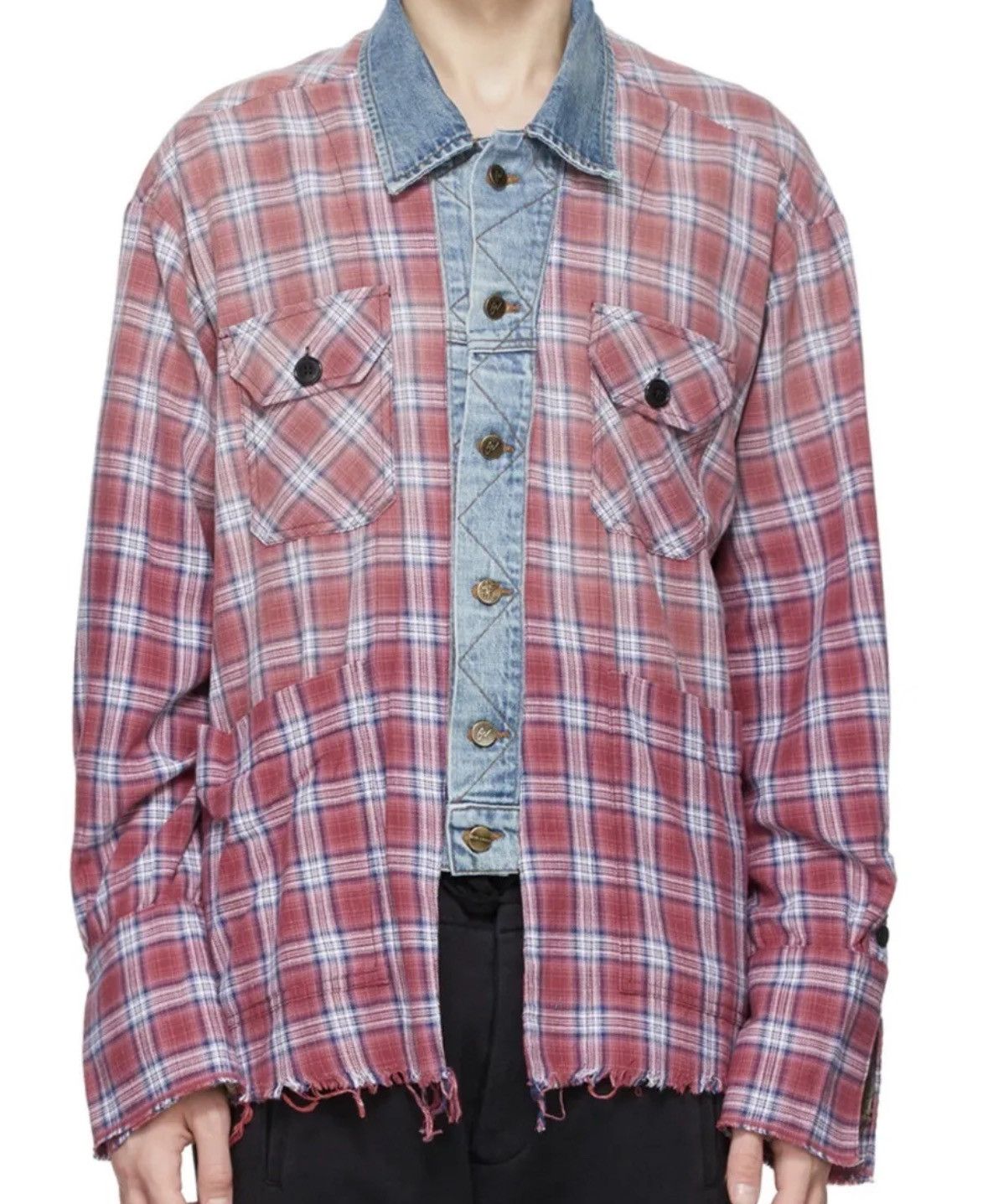 image of Greg Laurent Shirt in Plaid Red, Men's (Size Large)