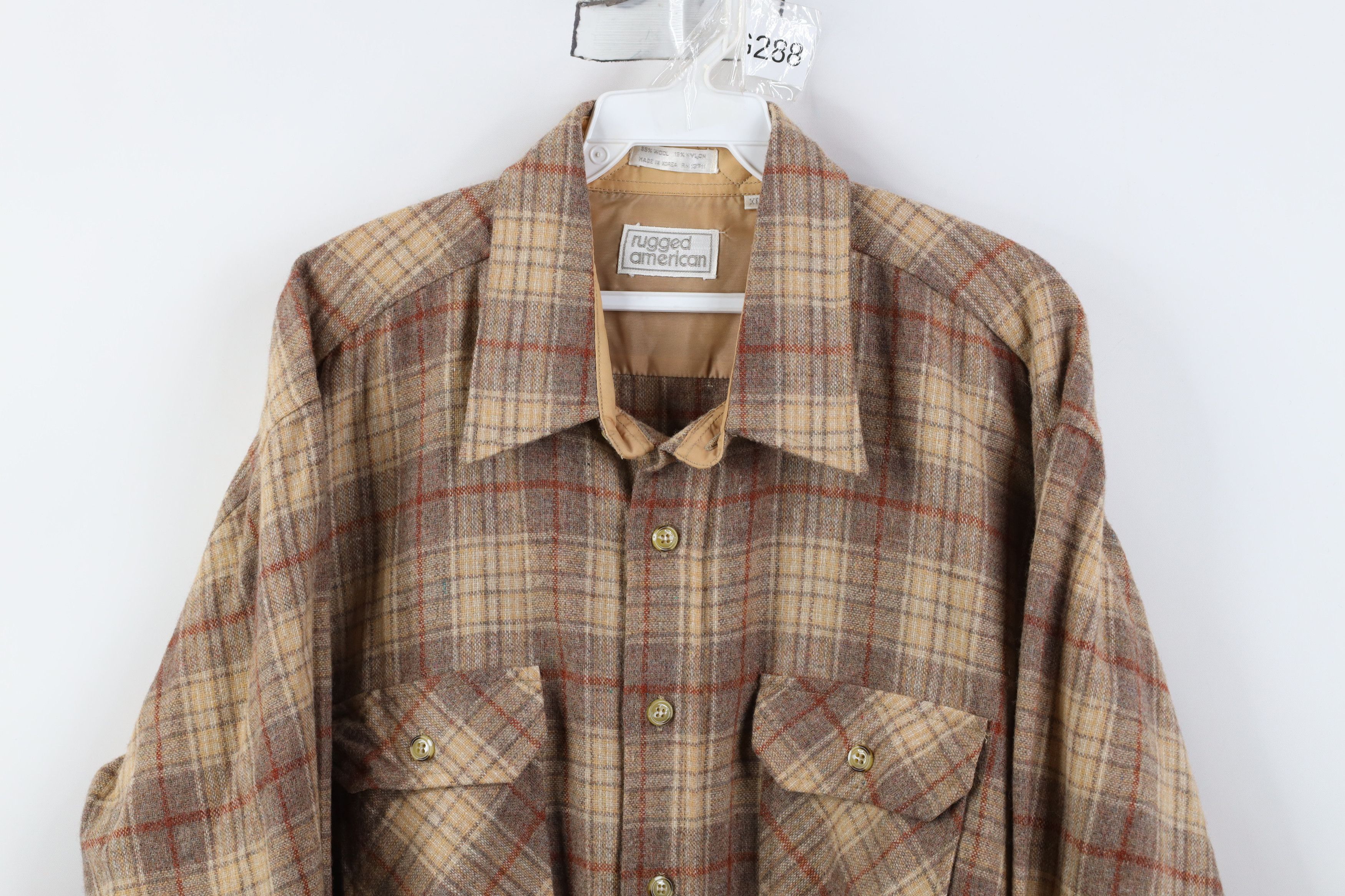 Vintage Vintage 70s Streetwear Wool Blend Collared Button Shirt Size US XL / EU 56 / 4 - 2 Thumbnail