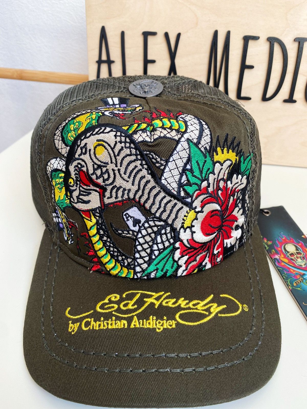 Ed Hardy Ed Hardy Cristian Audigier Cobra flower cap Size ONE SIZE - 2 Thumbnail