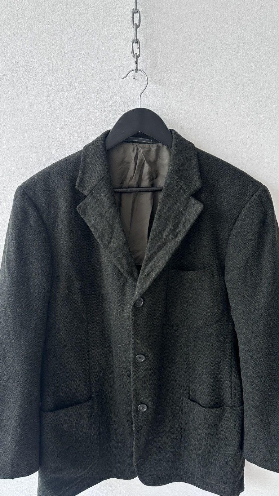 Ermenegildo Zegna Vtg Zegna Soft Green Herringbone Wool Blazer Dark Academia Size 42R - 1 Thumbnail