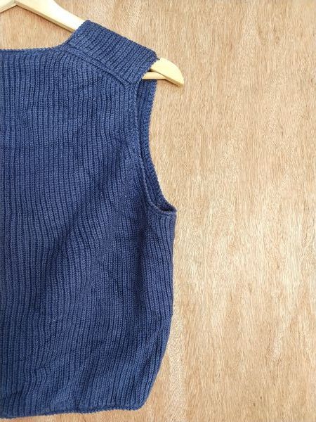 Vintage Way Out dark blue sleeveless vest knitwear cardigan #169DLL Size US S / EU 44-46 / 1 - 6 Thumbnail