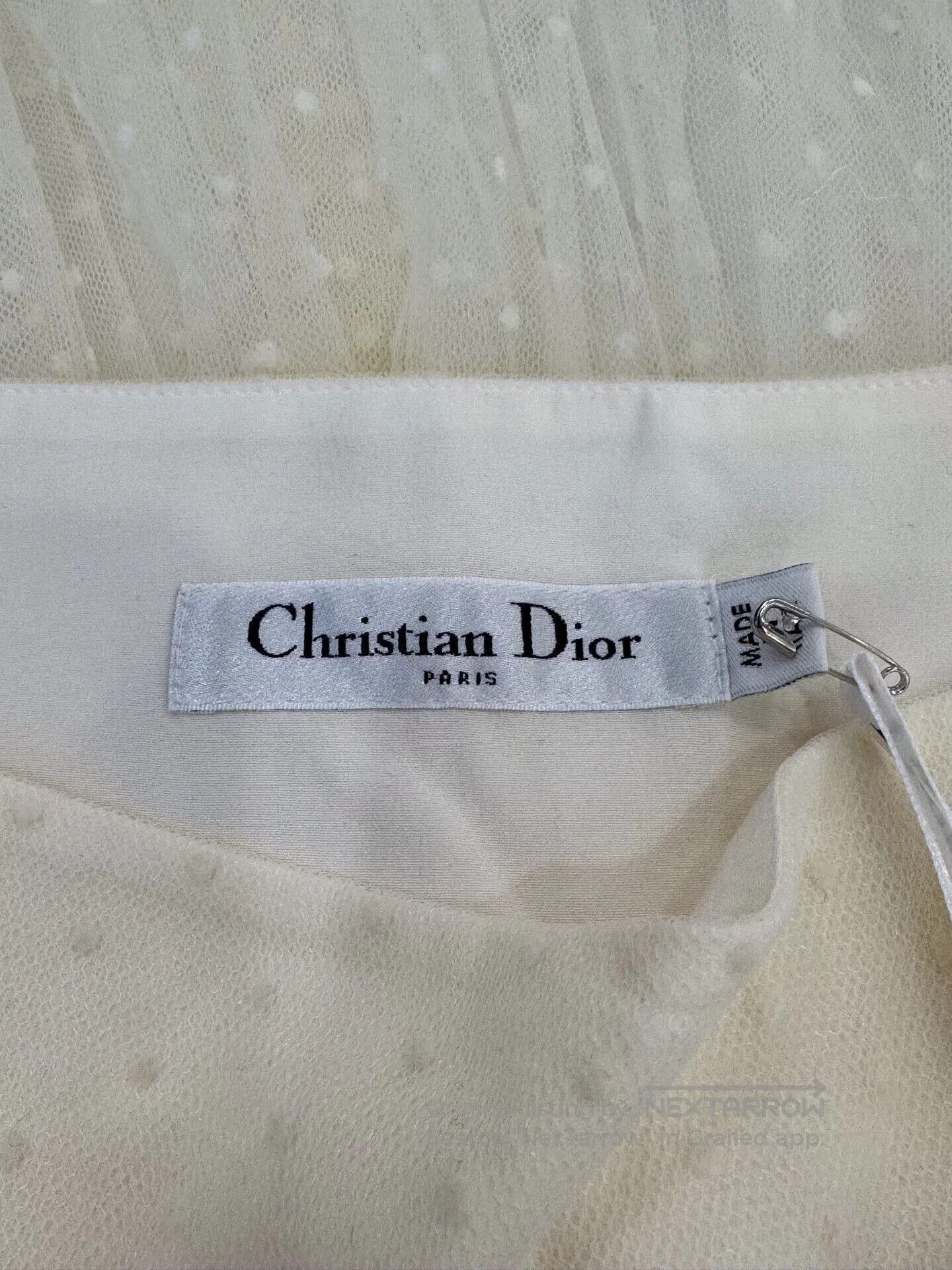 Dior Dior White Polka Dot Pleated Tulle Silk Mini Skirt. Size 33" - 5 Thumbnail