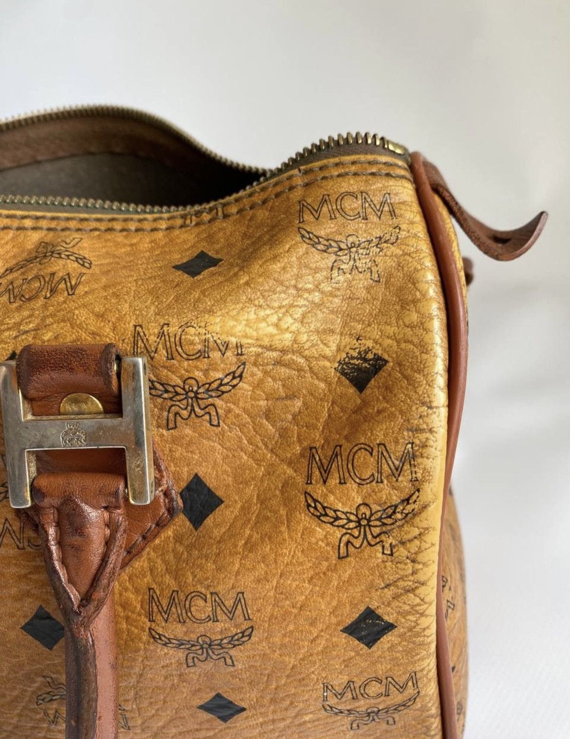 MCM MCM Boston Bag Ladies Cognac PVC Leather Visetos Brown Size ONE SIZE - 10 Thumbnail