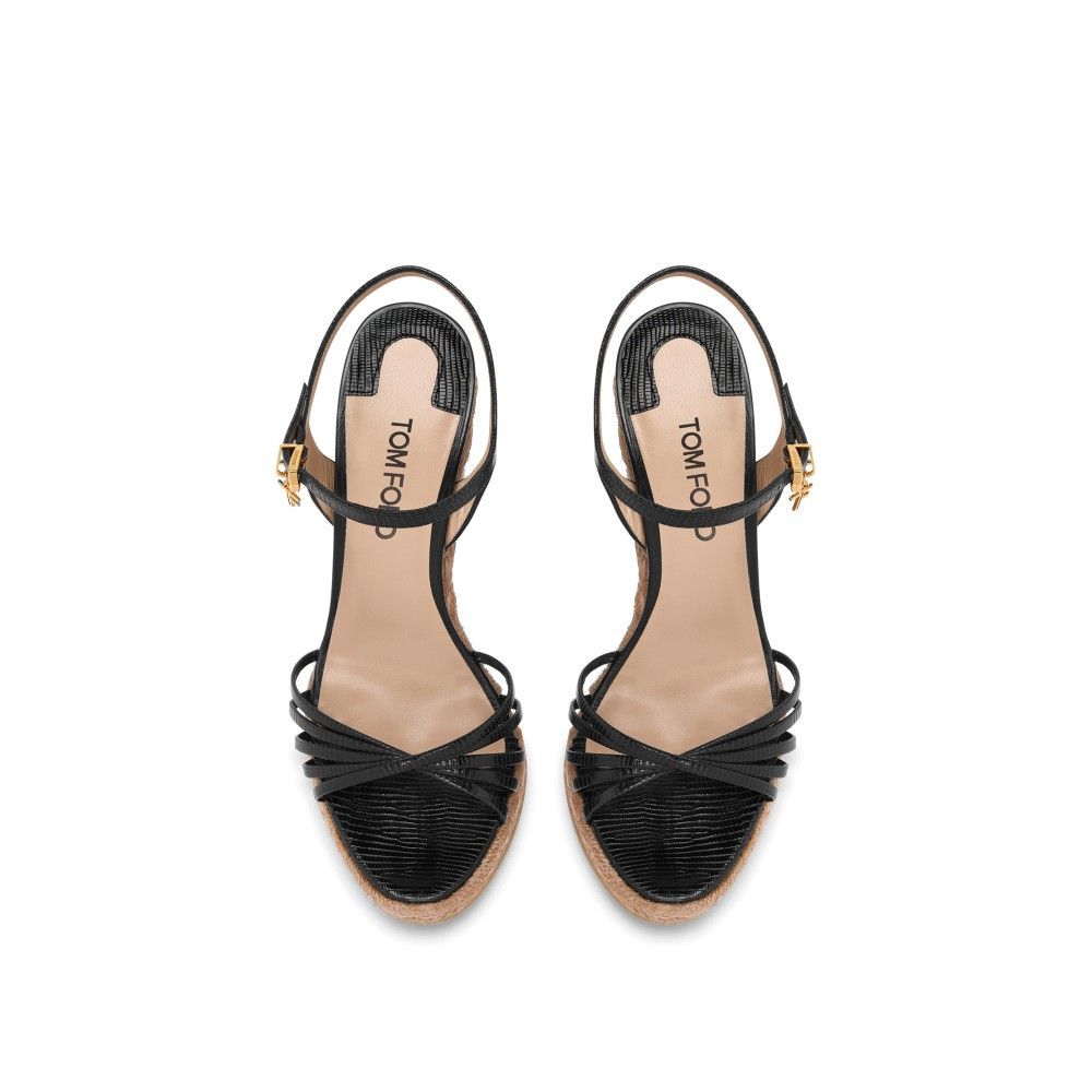 Tom Ford o1loc1c0925 W3495 Leather Cabana Wedge Espadrille in Black Size US 11 / IT 41 - 4 Thumbnail