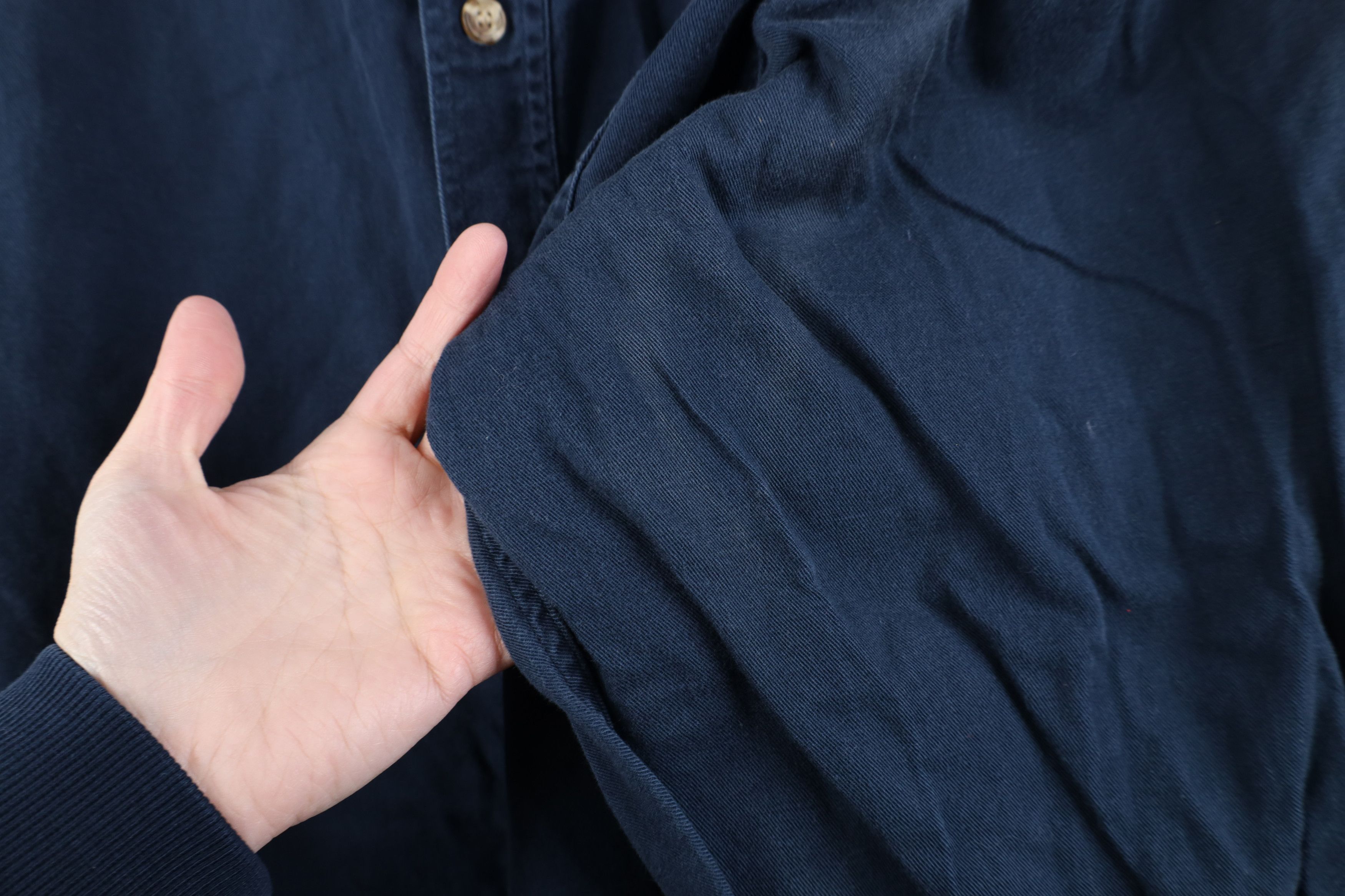 Vintage Vintage 90s Streetwear Twill Denim Band Collar Button Shirt Size US L / EU 52-54 / 3 - 5 Thumbnail