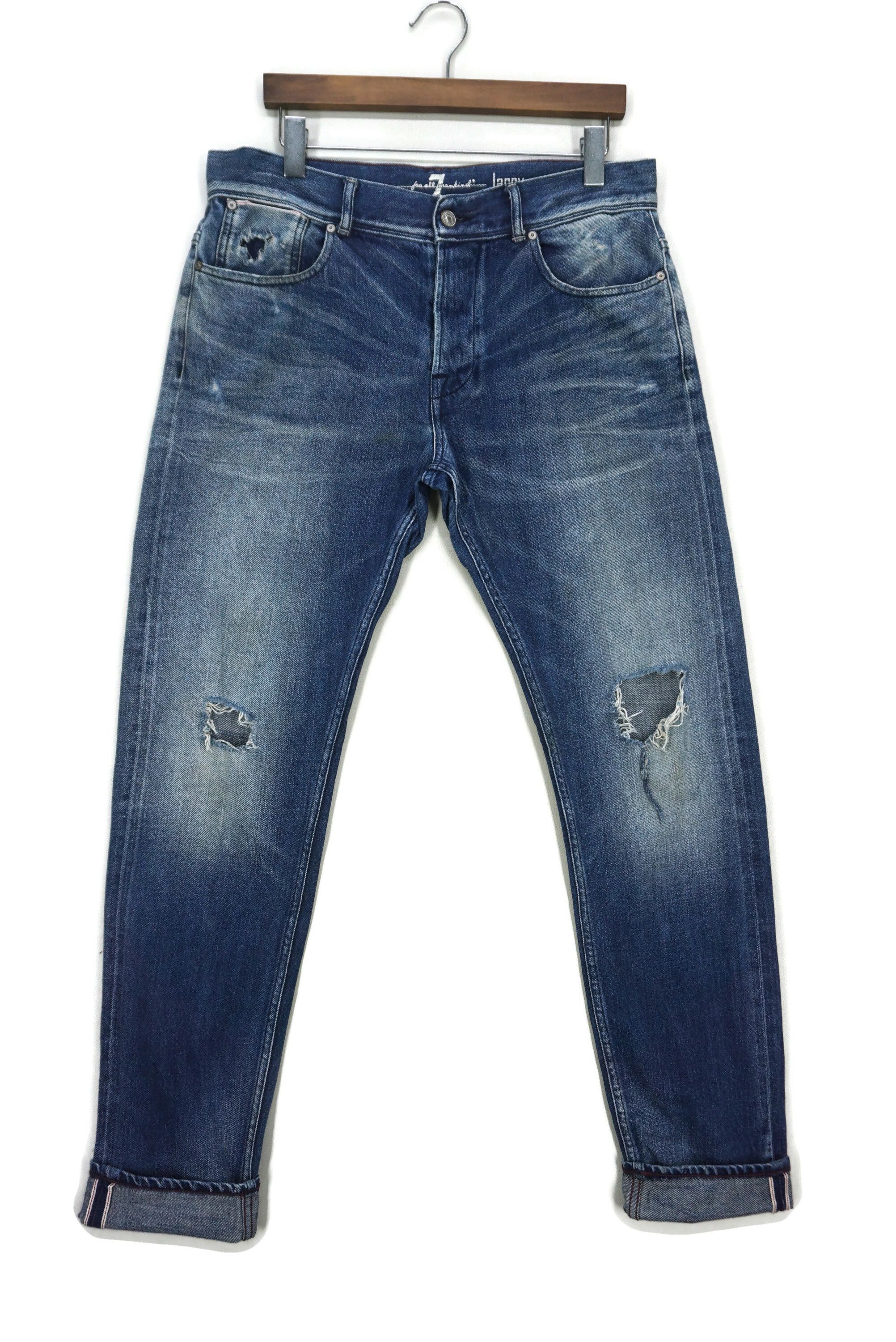 7 For All Mankind Selvedge Jeans Size 32 fit W34xL33.5 Larry Distressed Denim Size US 32 / EU 48 - 1 Thumbnail