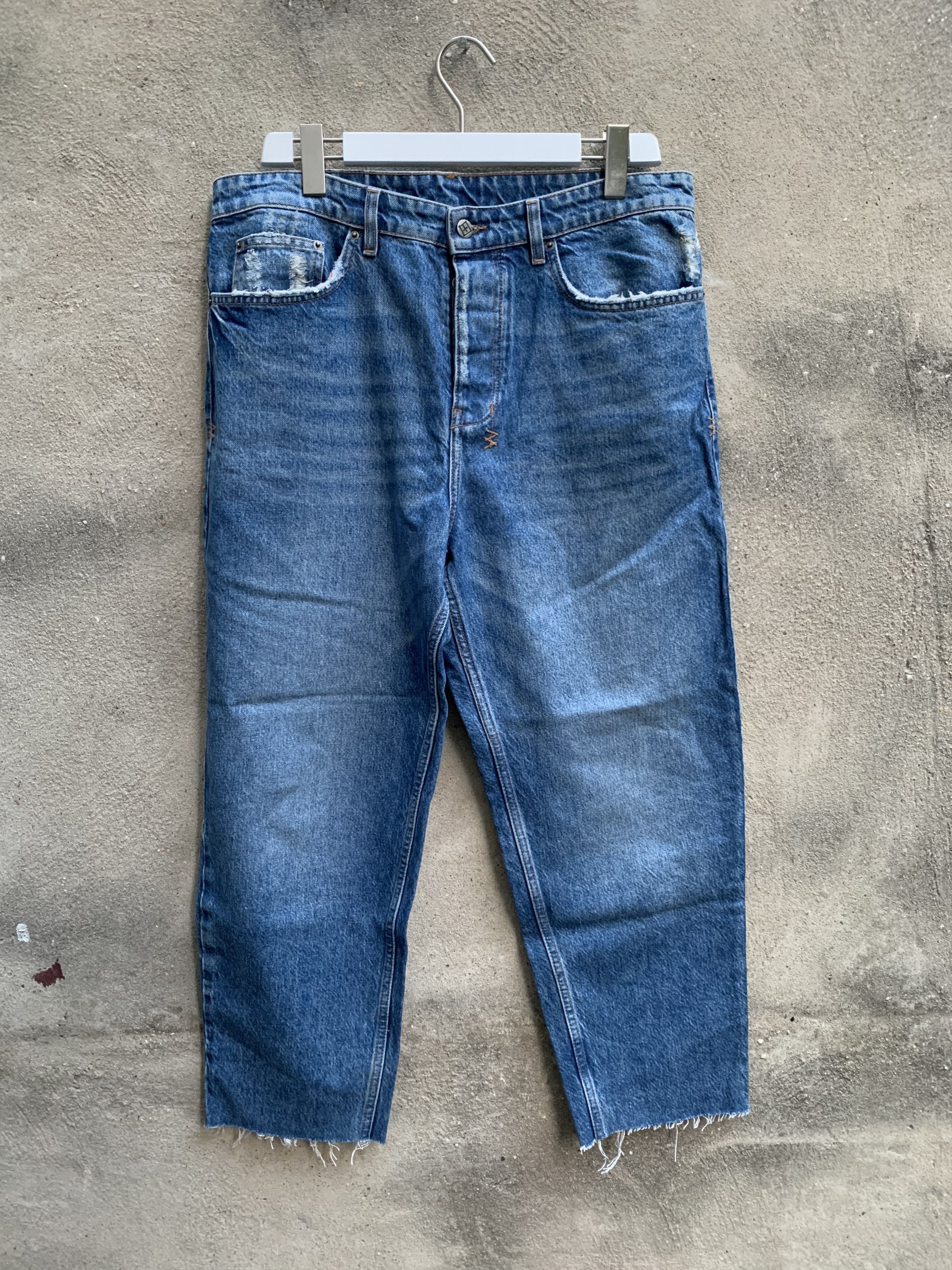 image of Ksubi Wide Fit Cropped Jeans in Light Wash, Men's (Size 34)