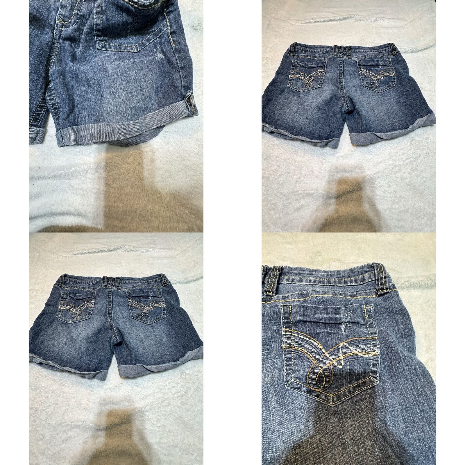Denime TRUCE Rolled Up Stretch Blue Denim Jean Shorts Women's Size 17 EUC Medium Wash Size 38" / US 16 / IT 52 - 8 Thumbnail