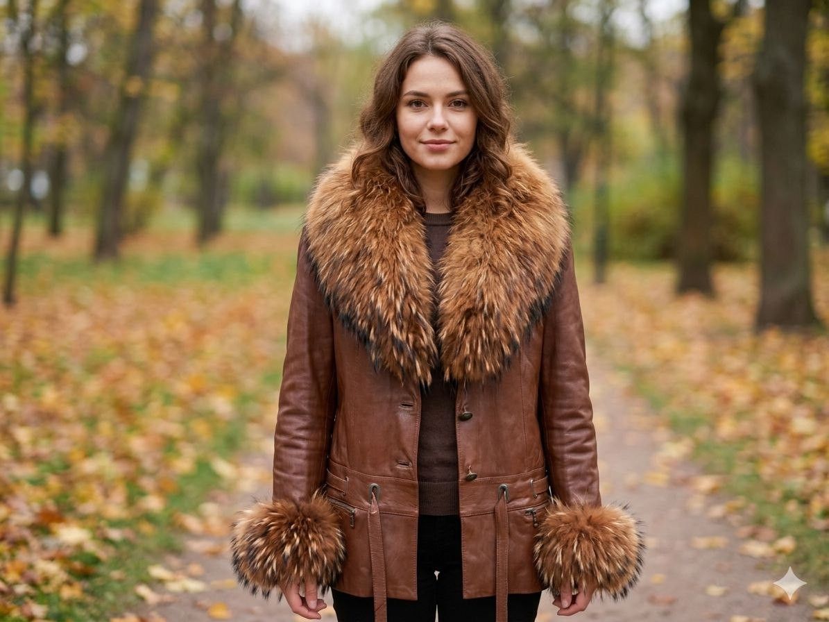 Other Luxurious Leather Jacket with Genuine Fox Fur Trim size M Size M / US 6-8 / IT 42-44 - 1 Thumbnail
