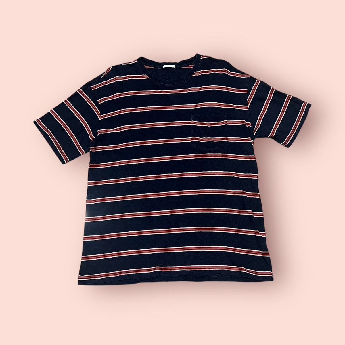 VINTAGE GU STRIPED BOXY POCKET TEE