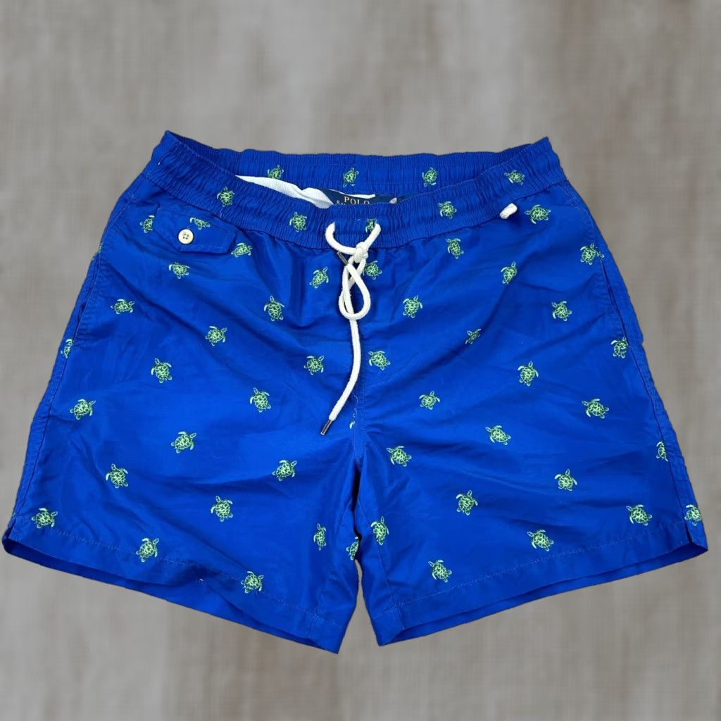 Polo Ralph Lauren Polo Ralph Lauren Swim Trunks Men Medium Blue Turtle Print Board Shorts M Blue Logo American Classic 90s Mens Size US M / EU 48-50 / 2 - 1 Thumbnail