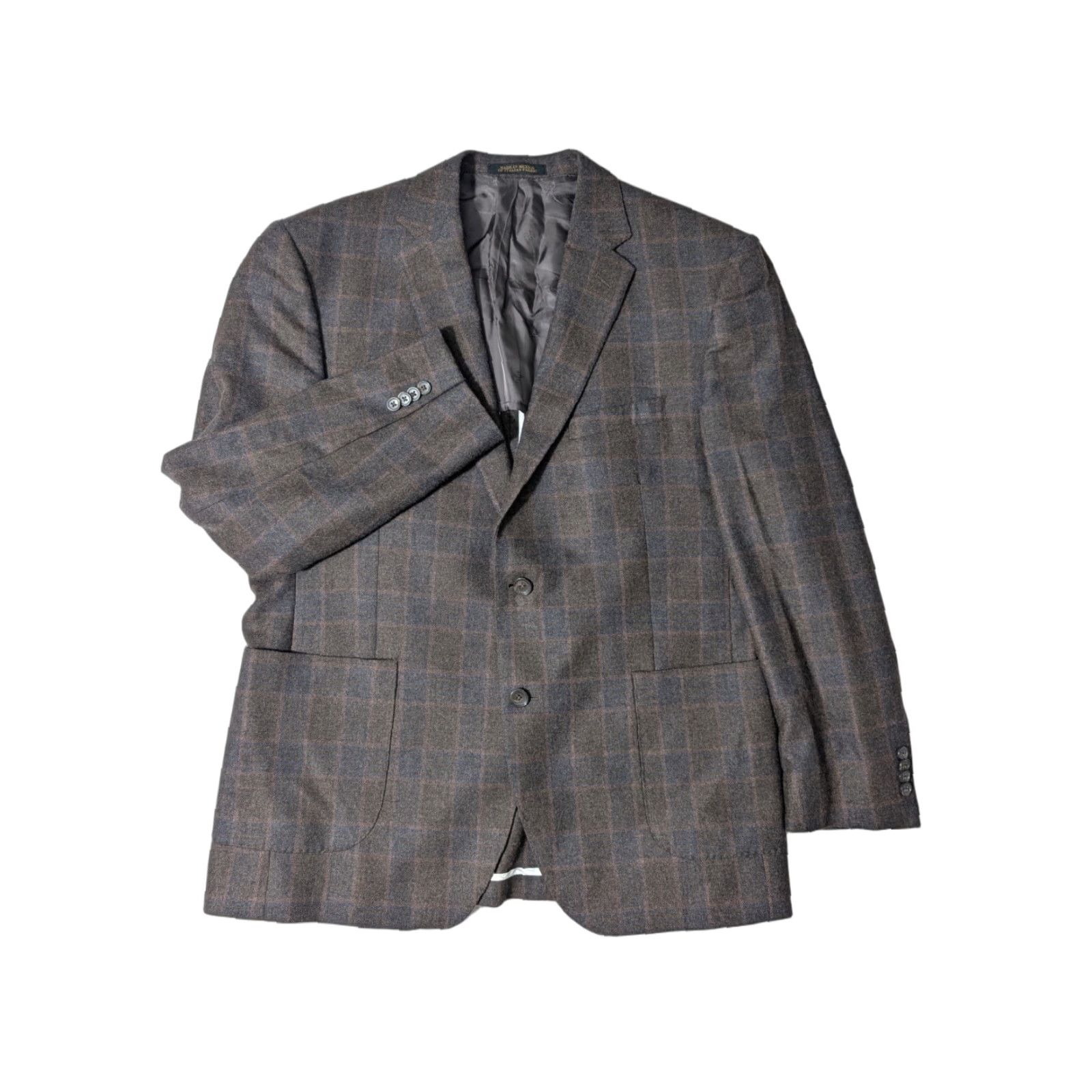 Jos. A. Bank Jos. A Bank Reserve Blazer Men 2 Piece Brown Plaid Cashmere Merino Wool 44R Mens Regular Jacket Blazer Vest Inner Pockets Vintage No Size 46R - 1 Thumbnail