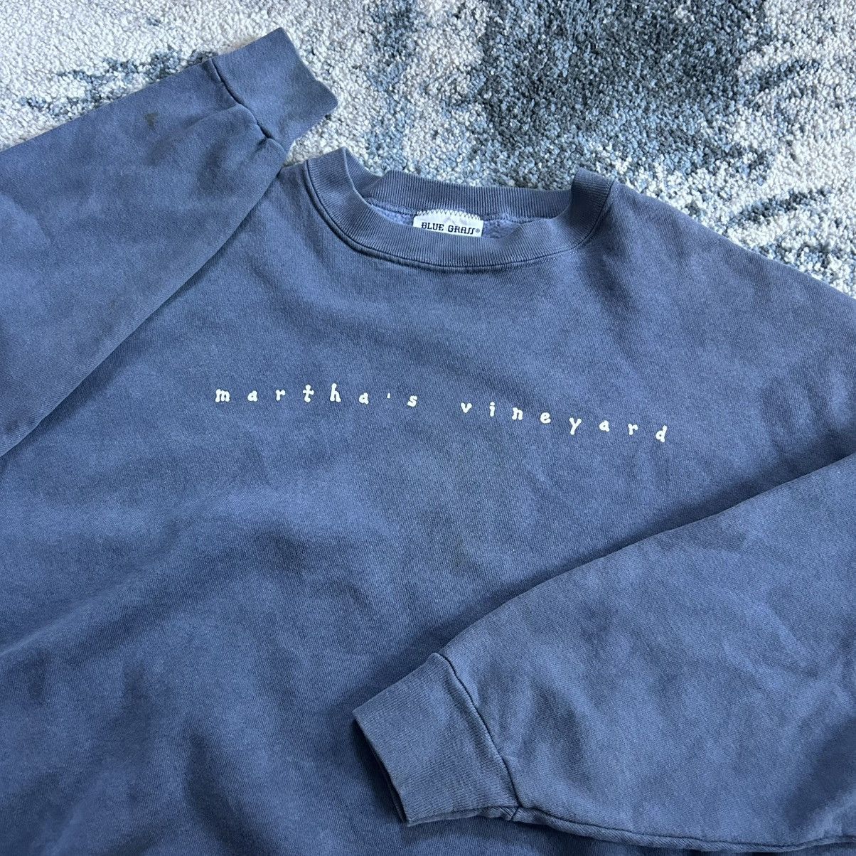 Vintage 90s MADE iN USA MARTHA’S ViNEYARD iNDiGO BLUE GRASS CREWNECK Size US L / EU 52-54 / 3 - 1 Thumbnail