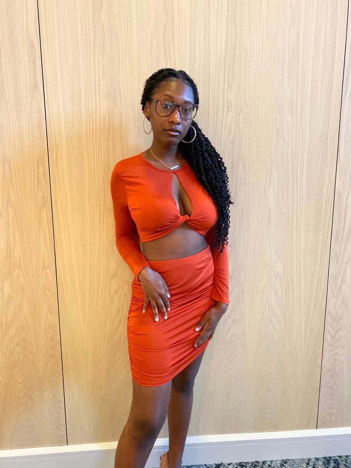 Fashion Nova On The Same Wave Skirt Set - Rust Size L / US 10 / IT 46 - 2 Thumbnail