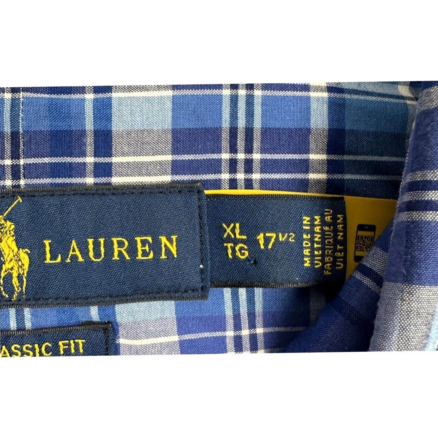 Ralph Lauren Ralph Lauren Shirt Mens XL Blue Dress Classic Fit Tartan Plaid Stretch Pony Button-Up Long Sleeve Size 46R - 5 Thumbnail